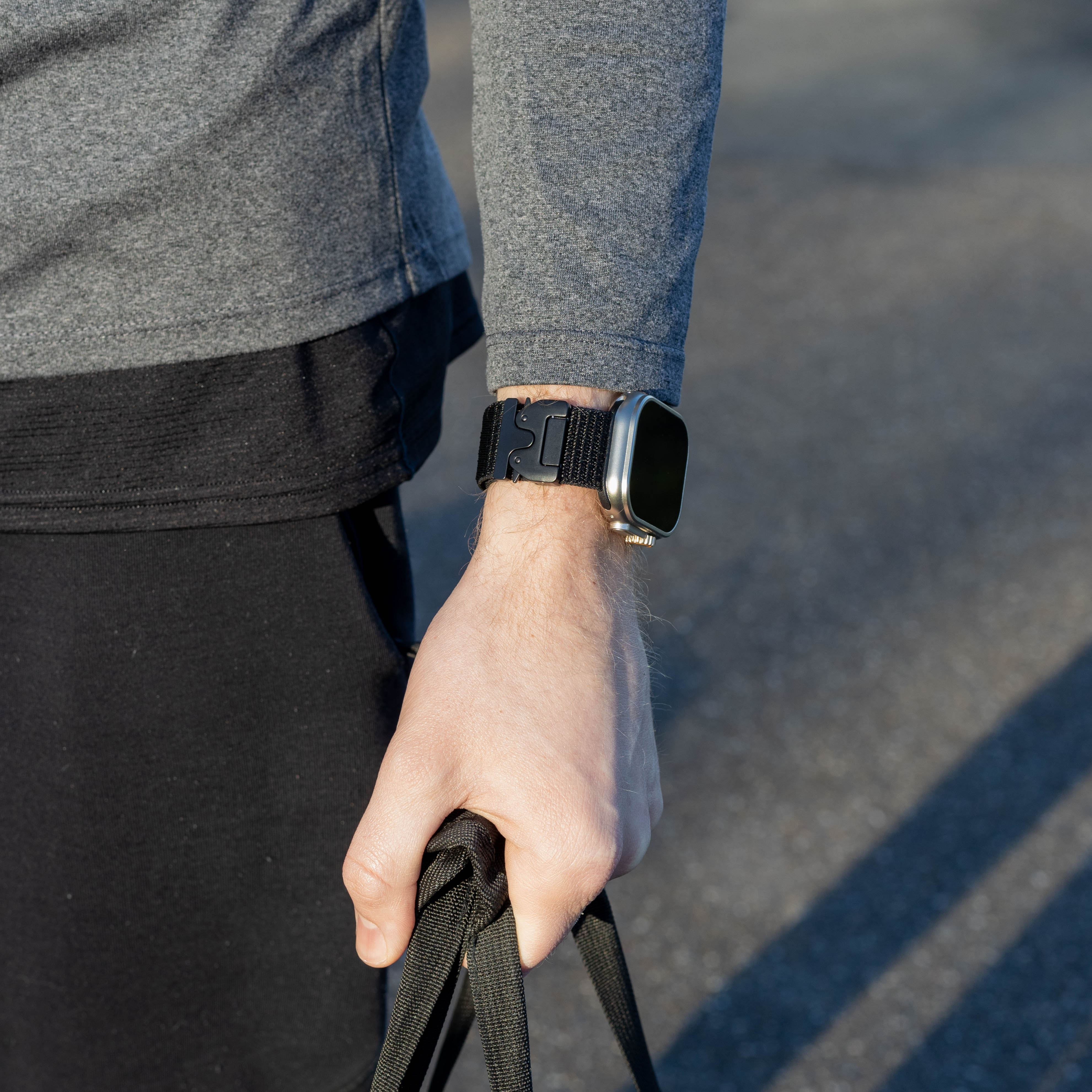 Bandz Apple Watch Ultra nylon band 'Classic met P-buckle (zwart)