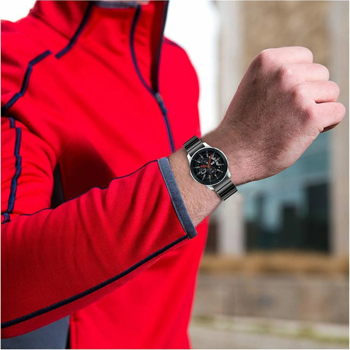 Premium Metal Strap, black, lifestyle photo