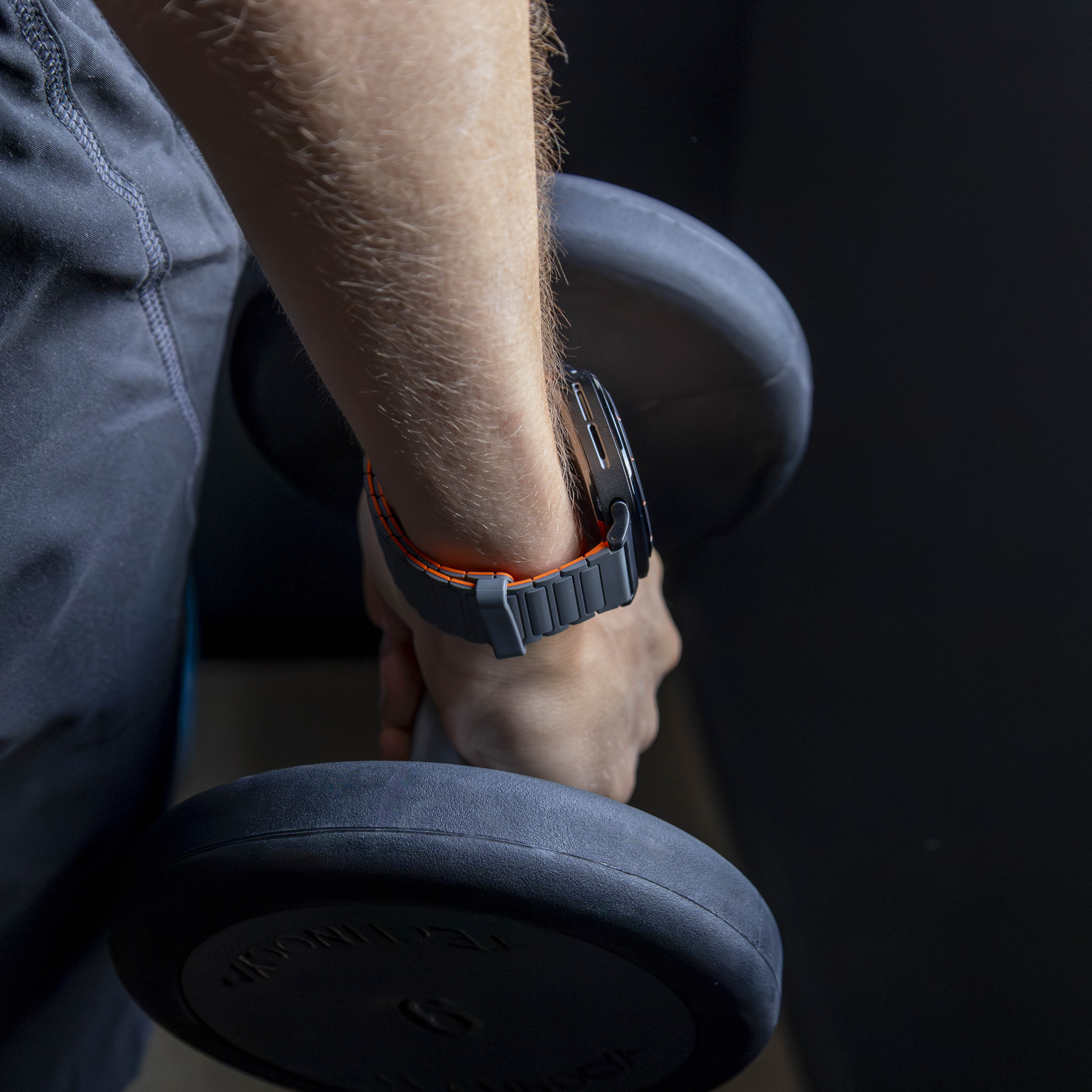 Samsung Galaxy Watch Ultra 2 magnetisch siliconen bandje (grijs/oranje)