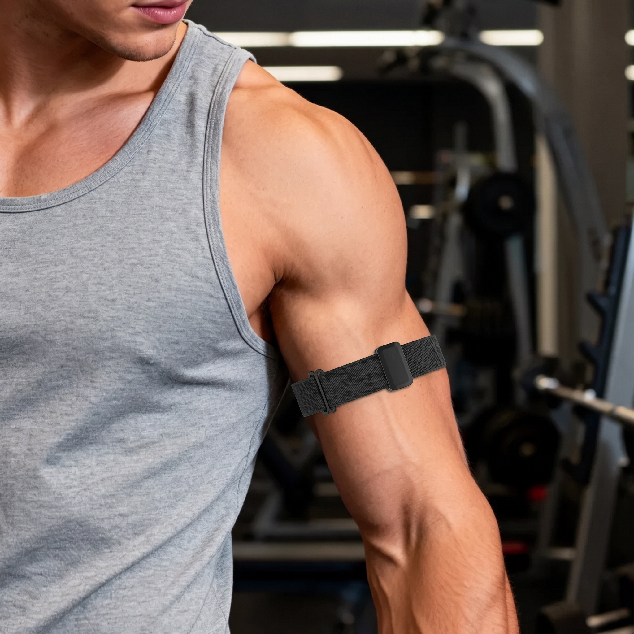 Bandz Fitbit Air biceps nylon band met D-buckle (zwart)