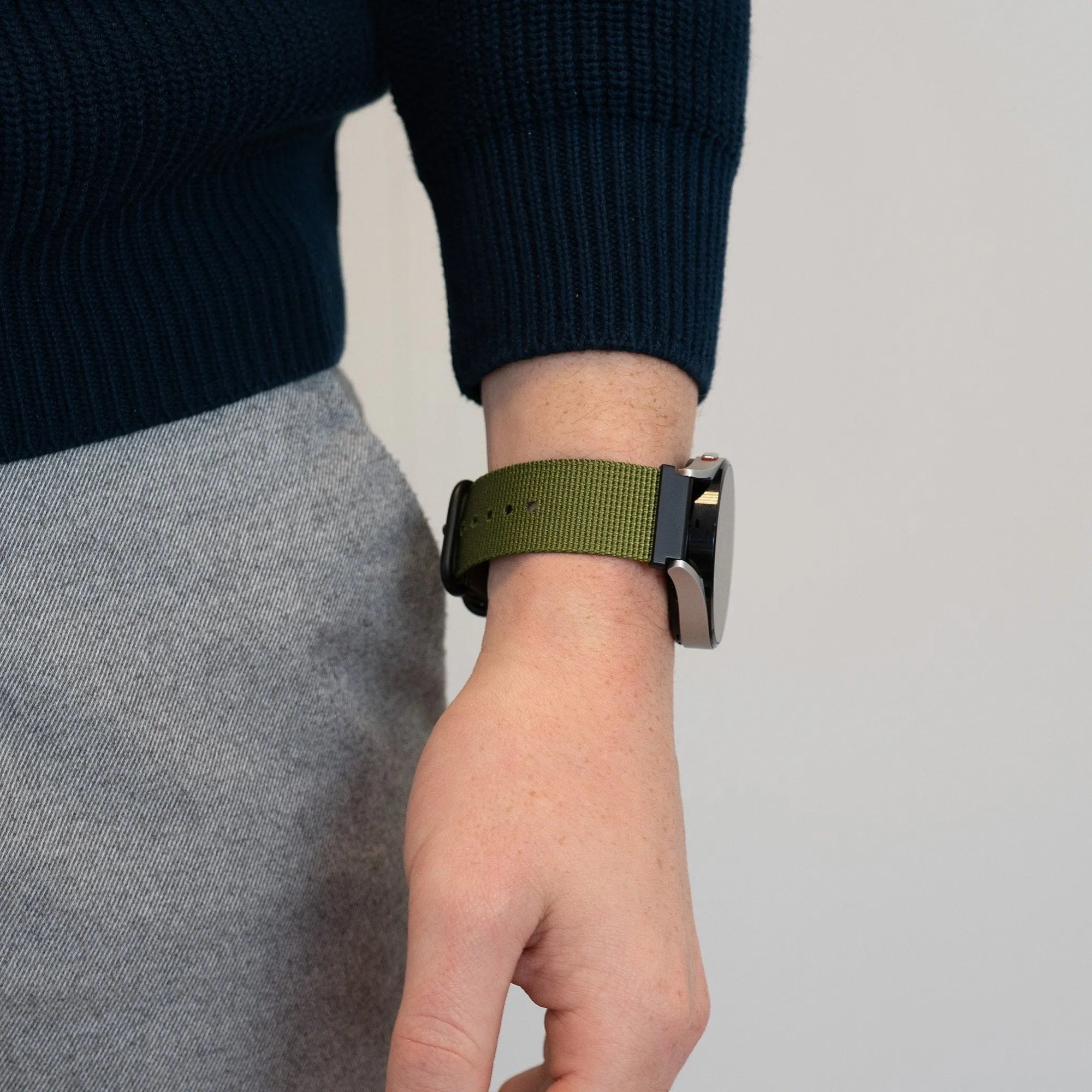 Buckled Nylon Strap, green, lifestyle photo