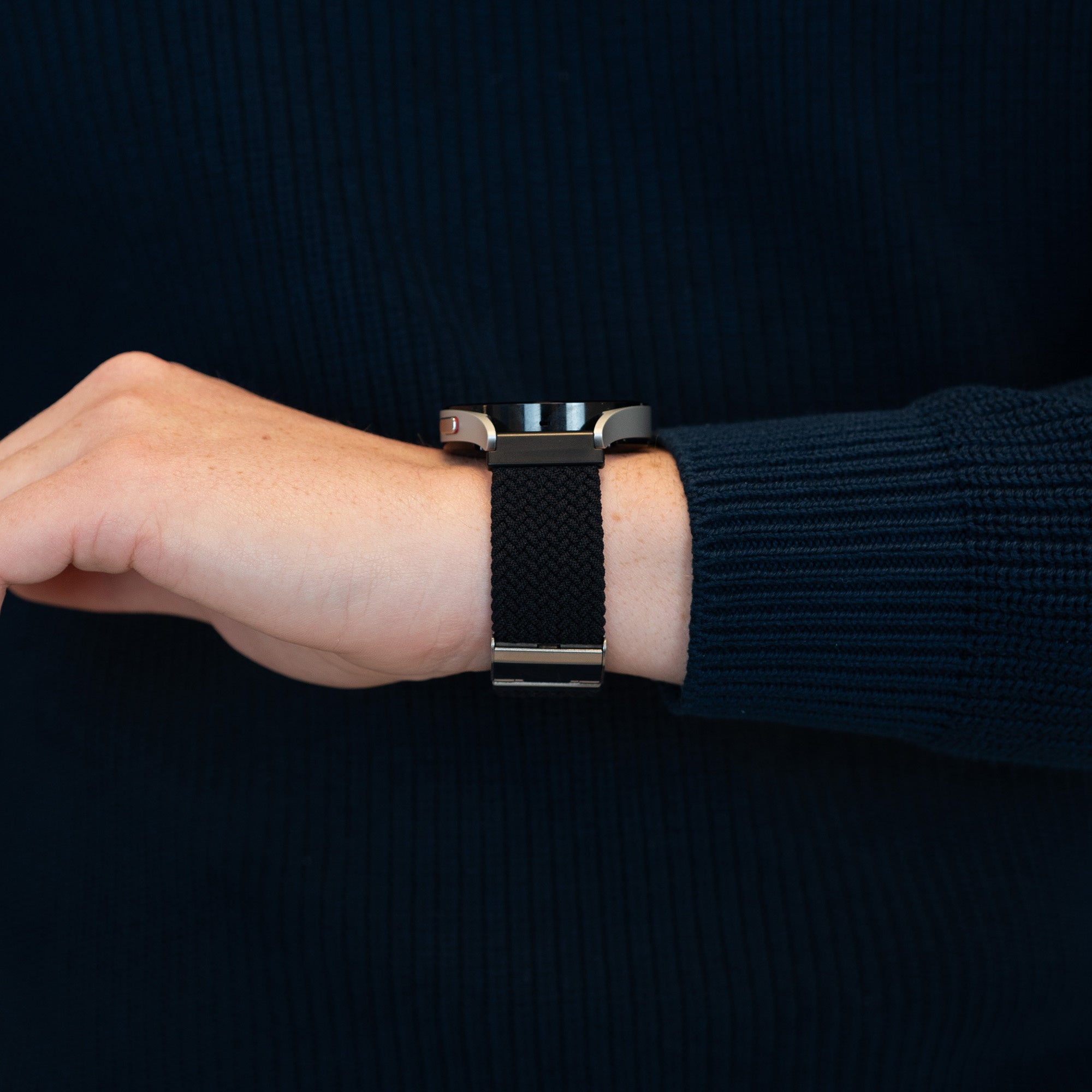 Bandz Samsung Galaxy Watch 6 Classic 47mm gevlochten nylon band (zwart)