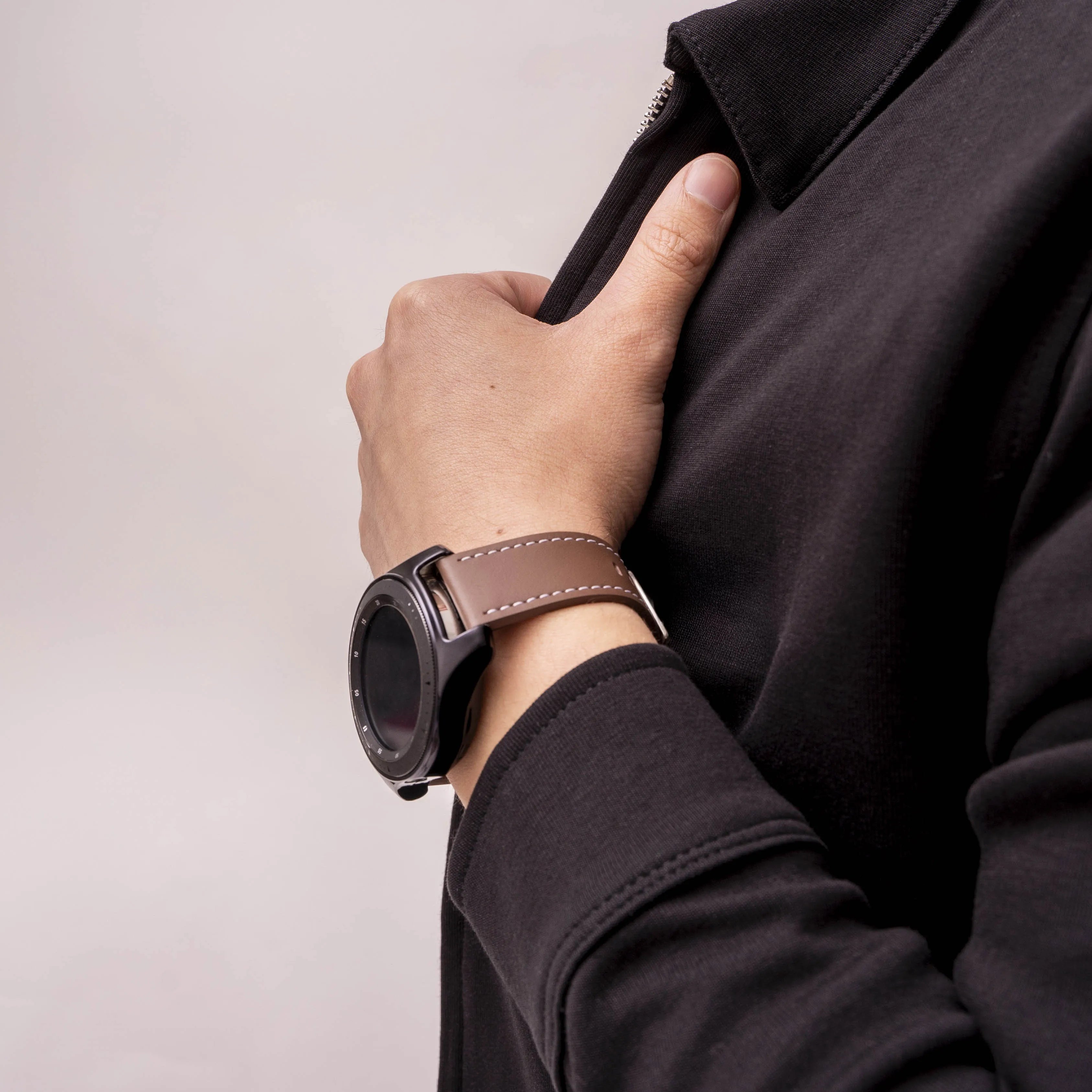 Amazfit Balance 2 'one push' leren bandje (donkerbruin)