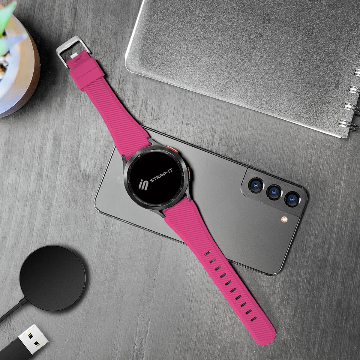 Gard Pro Health Smartwatch 3 - 48mm Twill Silicone Strap (Bright Pink)
