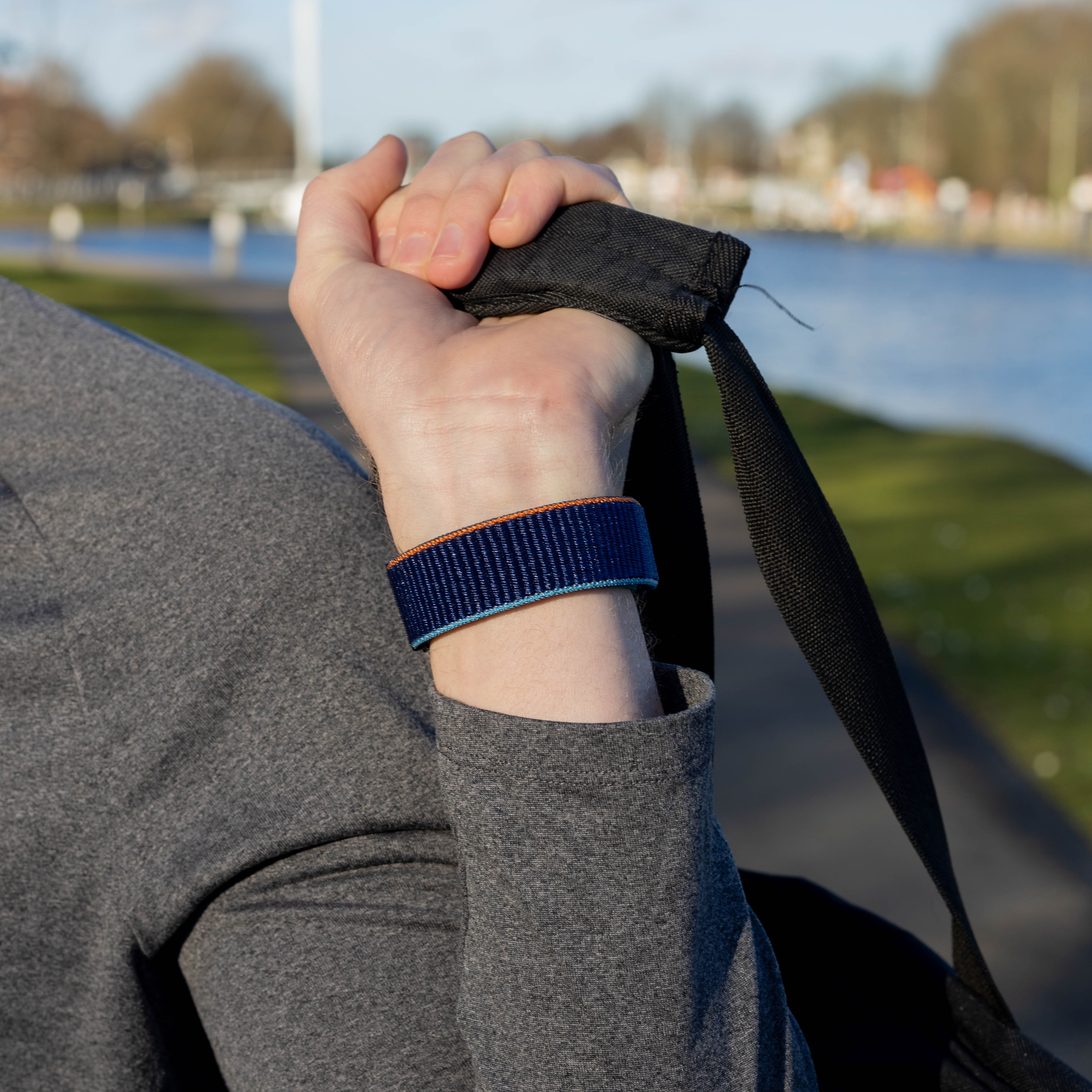 Bandz Apple Watch Ultra nylon band 'Classic met P-buckle (donkerblauw)