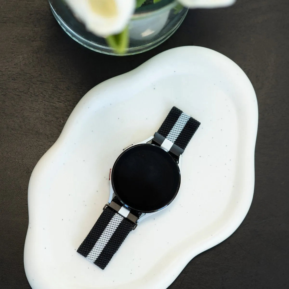 Milanese Strap, black/white, lifestyle photo