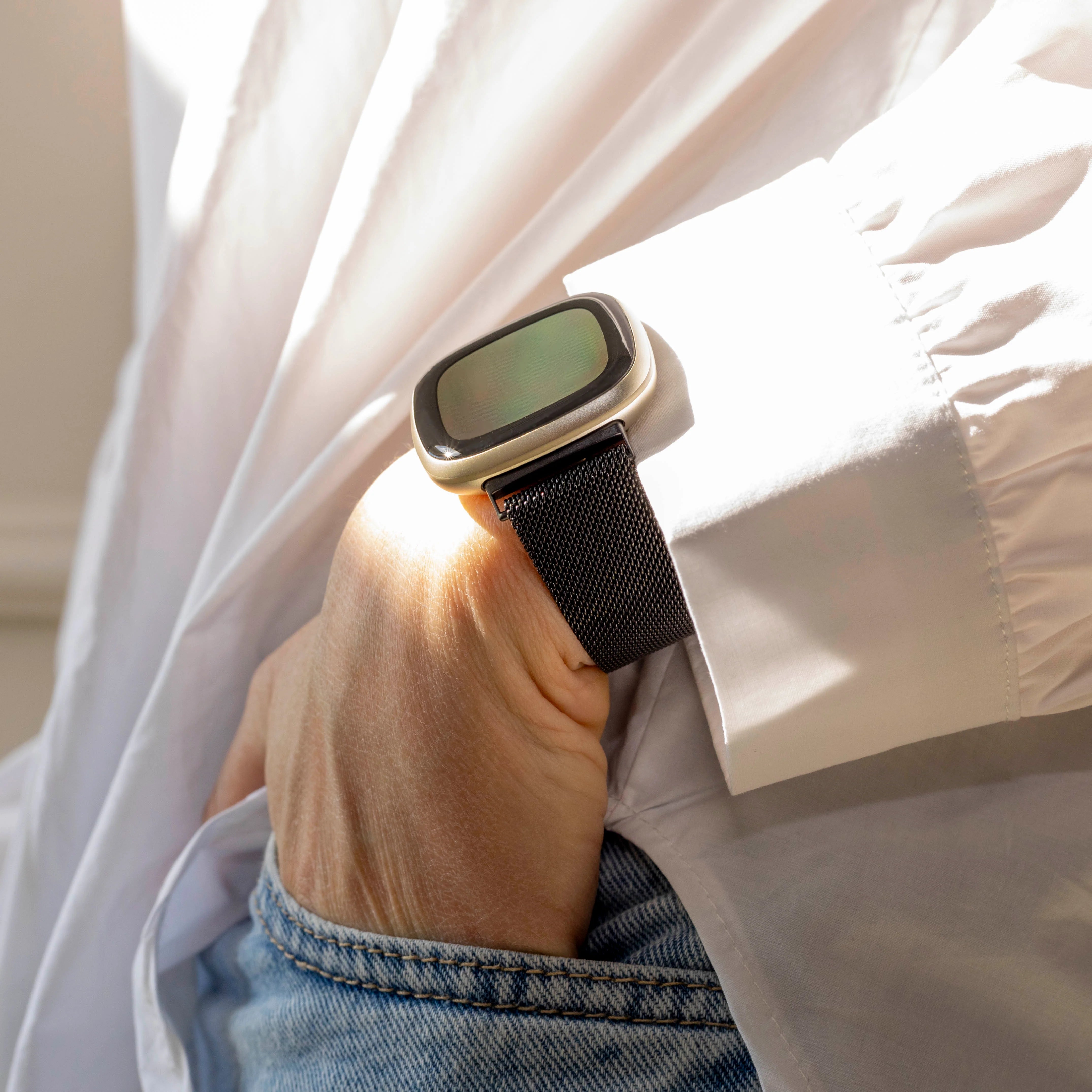 Fitbit Sense 2 Milanese band (zwart)