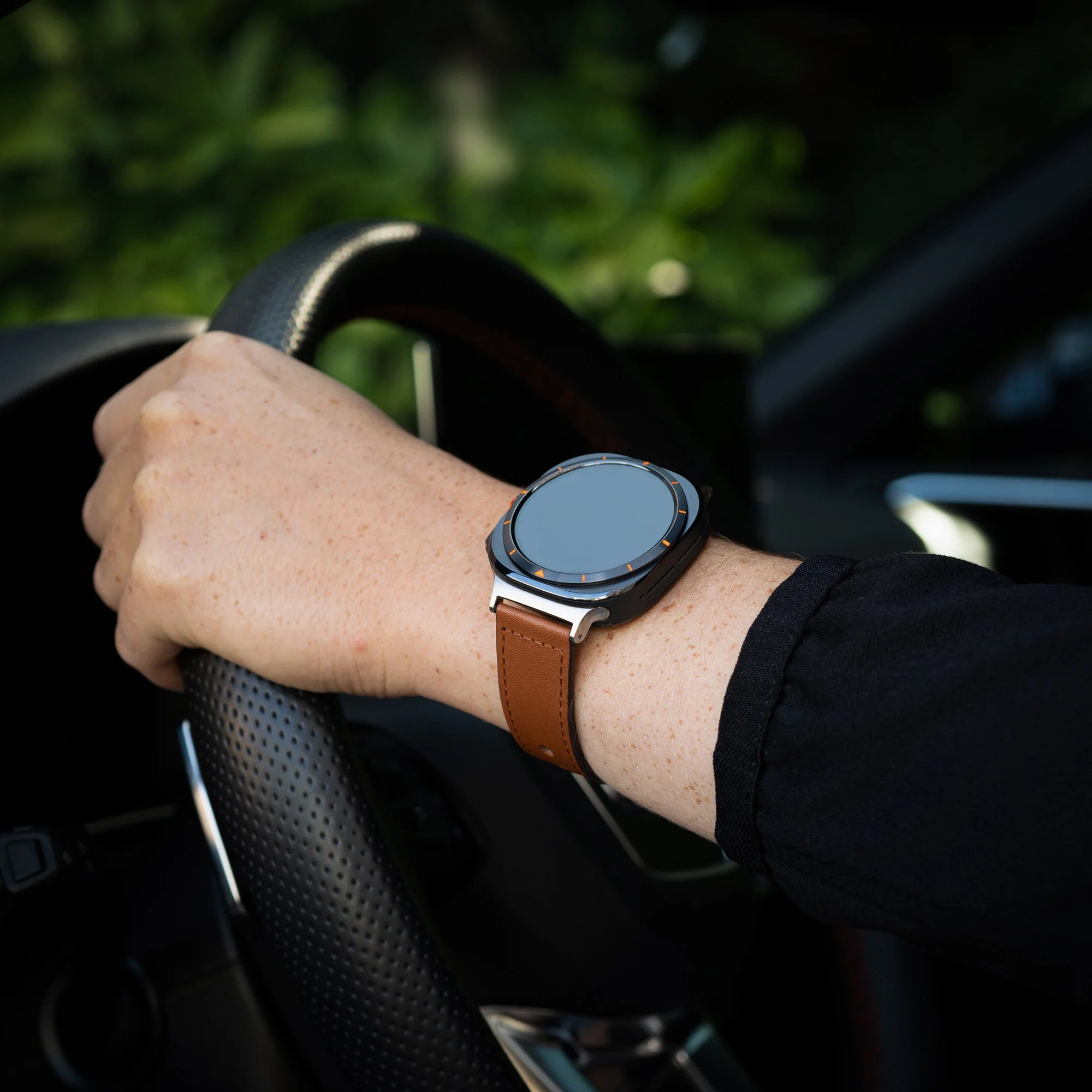 Samsung Galaxy Watch Ultra 2 leren band met druksluiting (bruin)