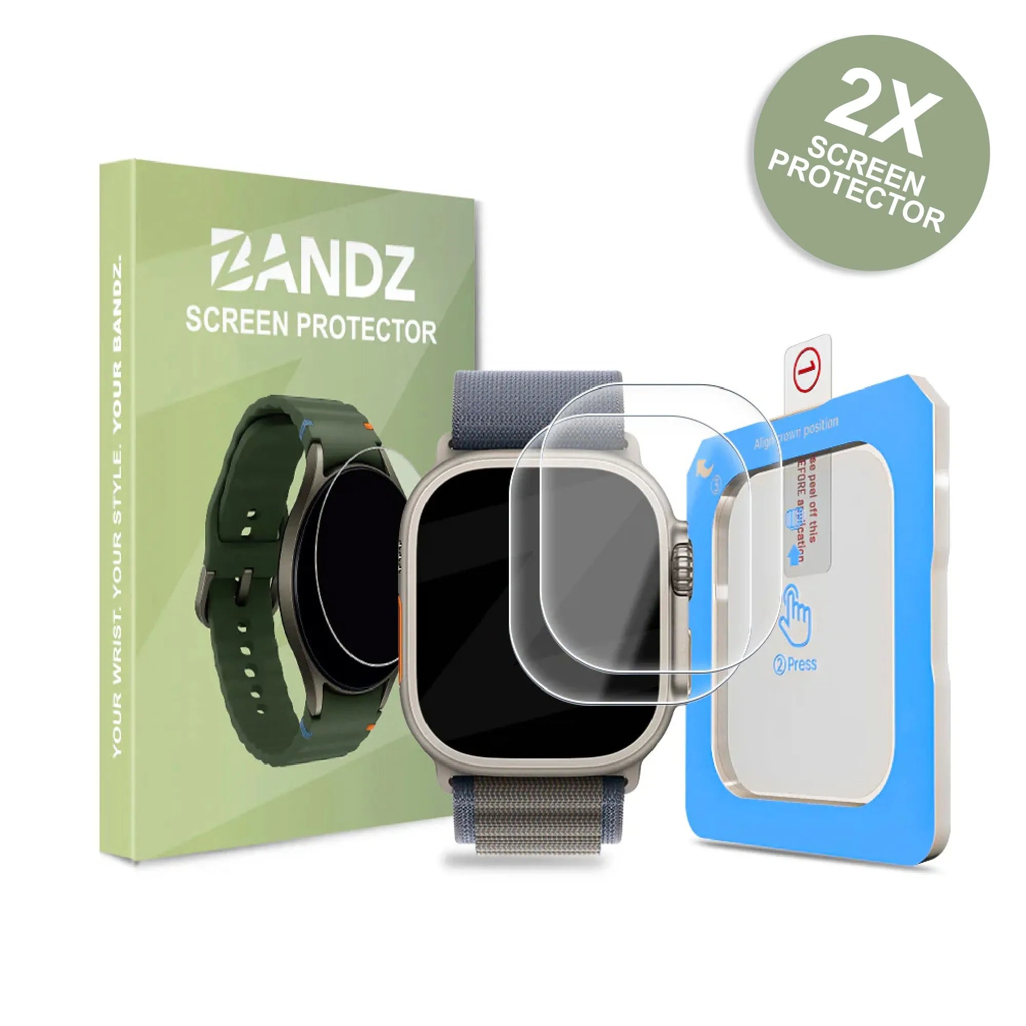 Bandz Apple Watch Ultra screenprotector met One-Click tool