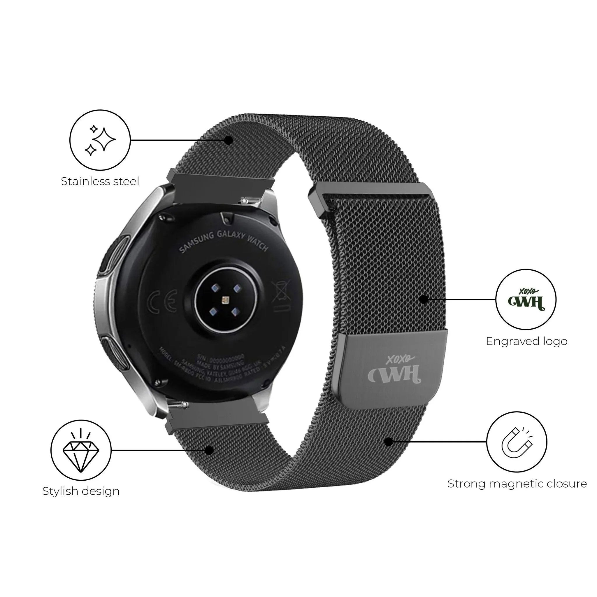 xoxo Wildhearts Amazfit GTS 2 Milanese band (zwart)