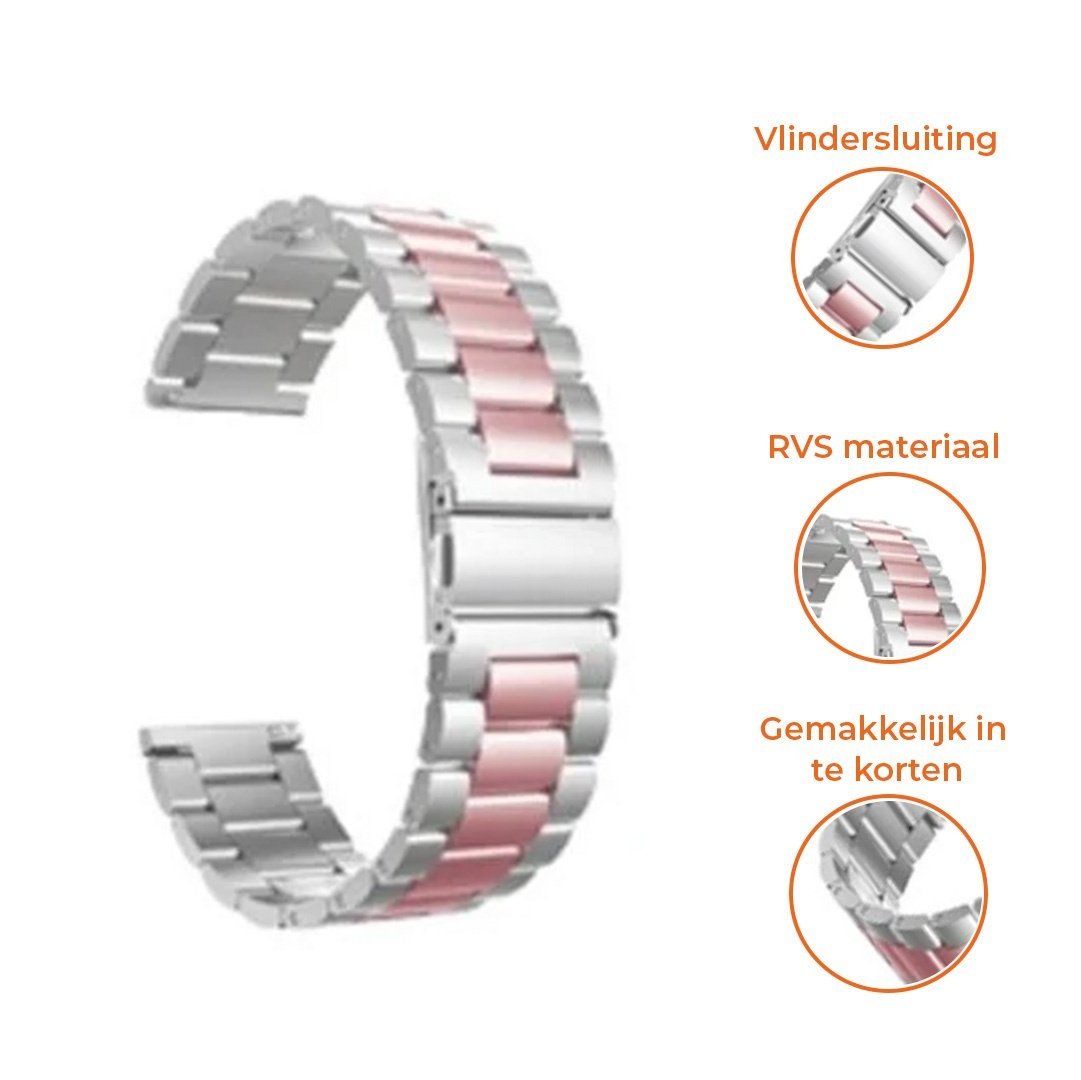 Huawei Watch GT 5 Pro - 42mm stalen band zilver/roze