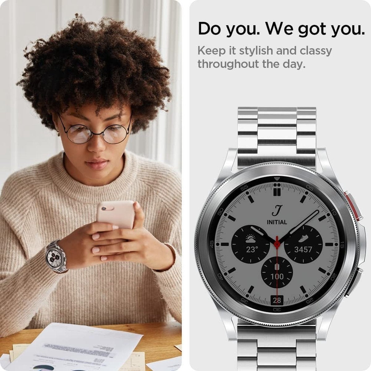 Spigen Samsung Galaxy Watch 4 40mm stalen bandje (zilver)