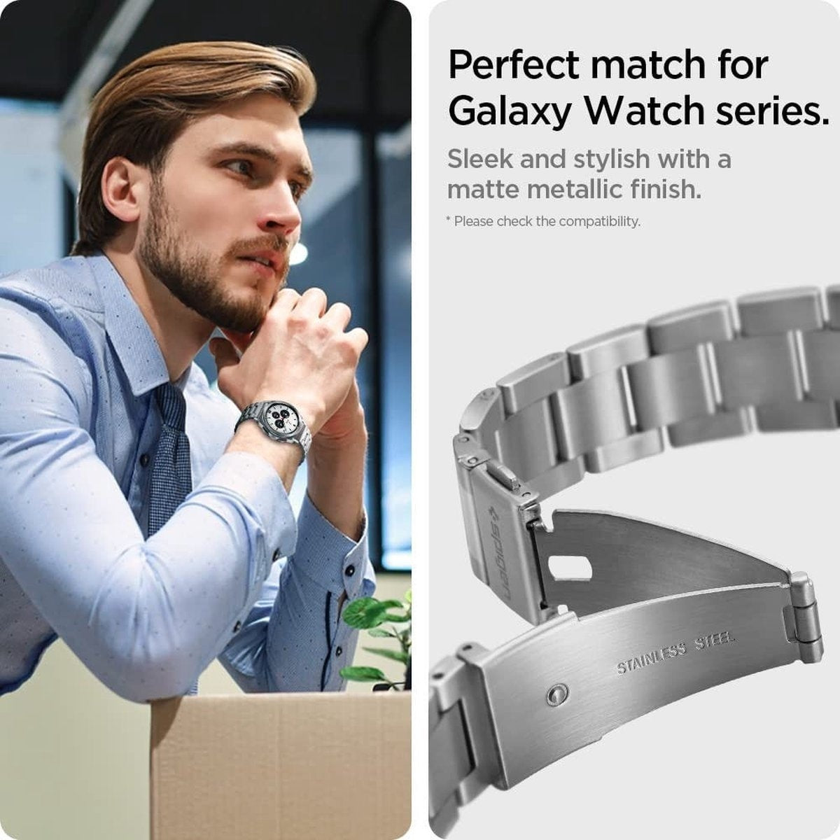 Spigen Samsung Galaxy Watch 4 40mm stalen bandje (zilver)