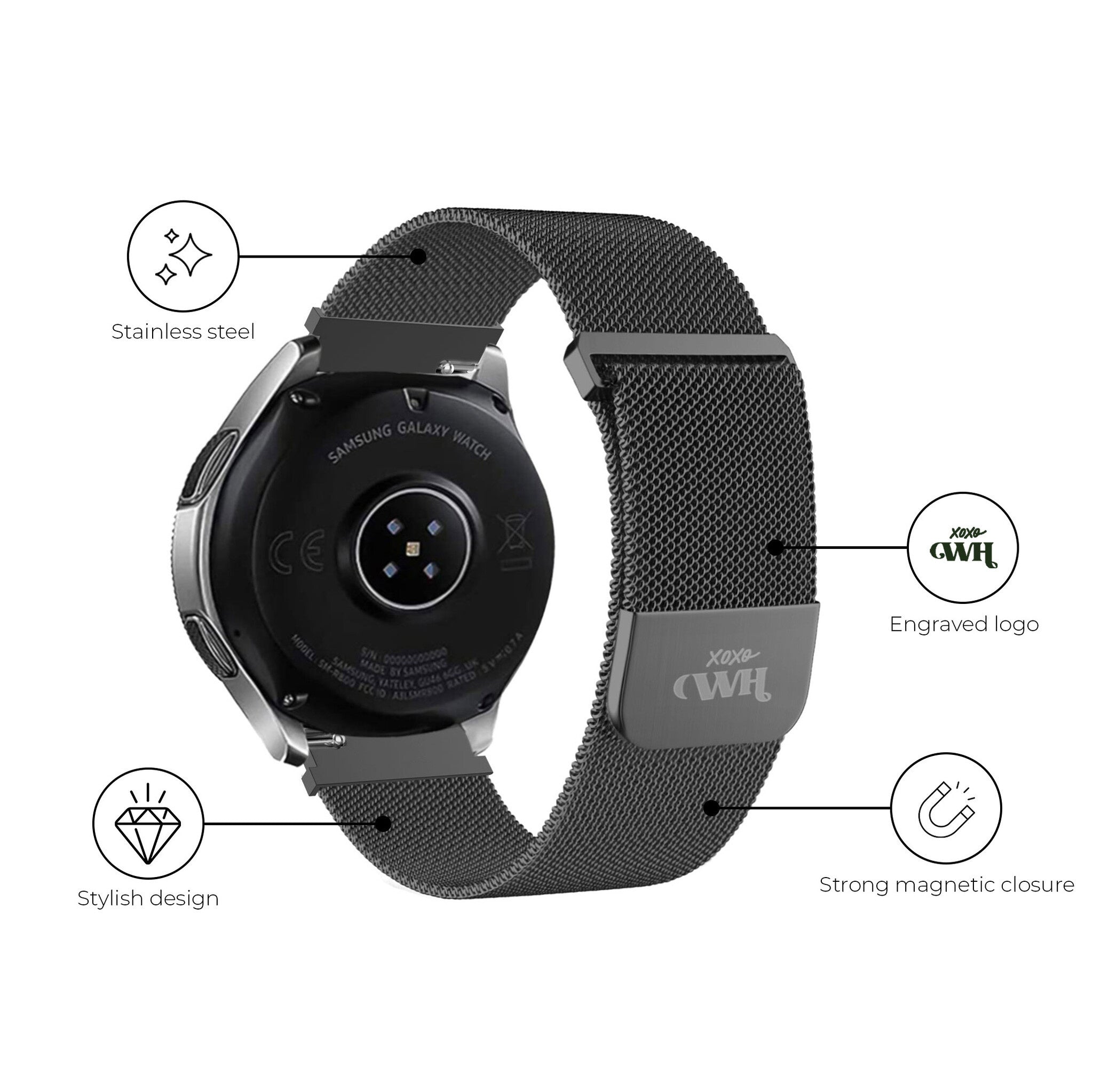 xoxo Wildhearts Huawei Watch GT 3 46mm Milanese band (zwart)