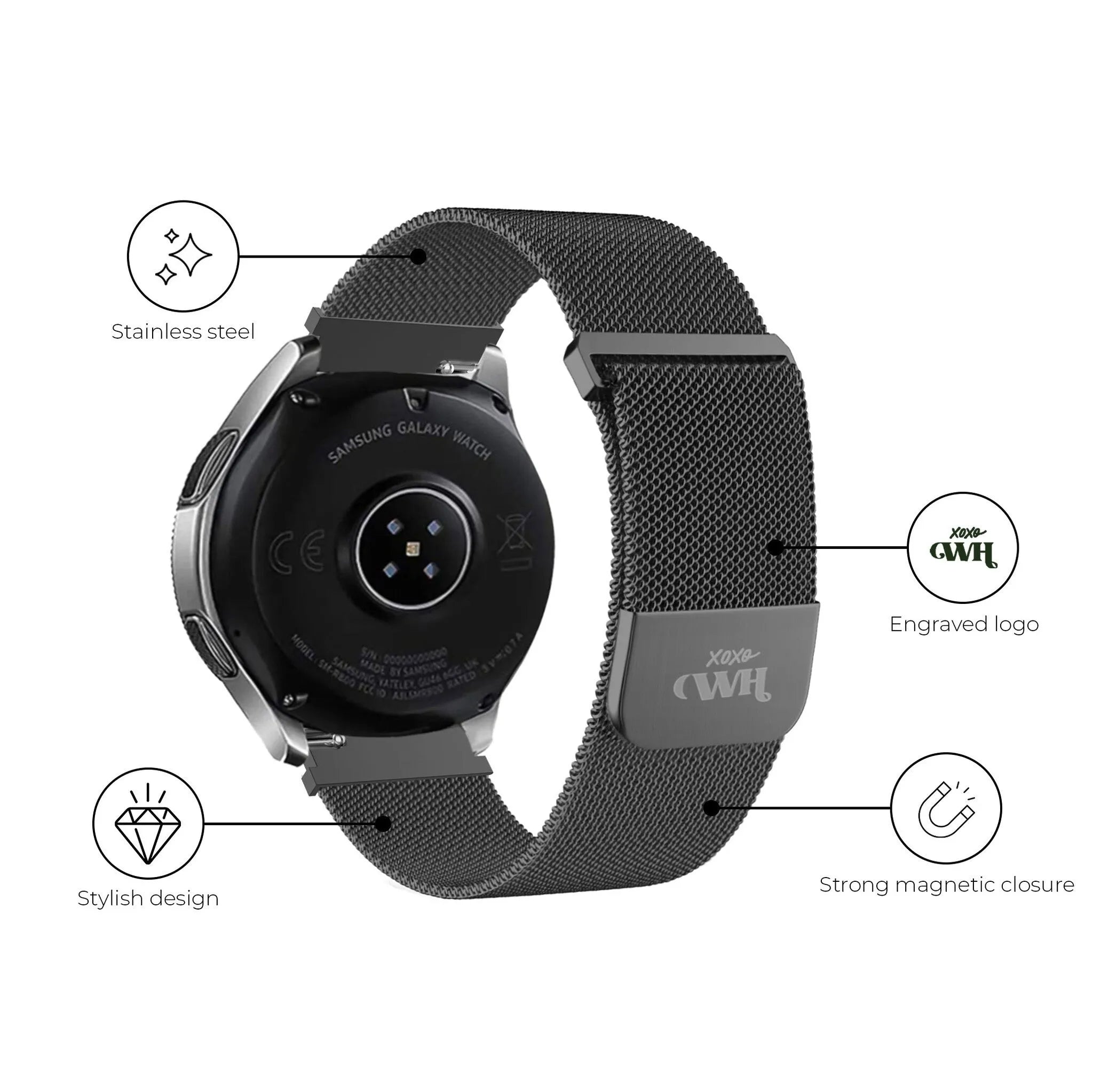 xoxo Wildhearts Amazfit GTR 3 (Pro) Milanese band (zwart)