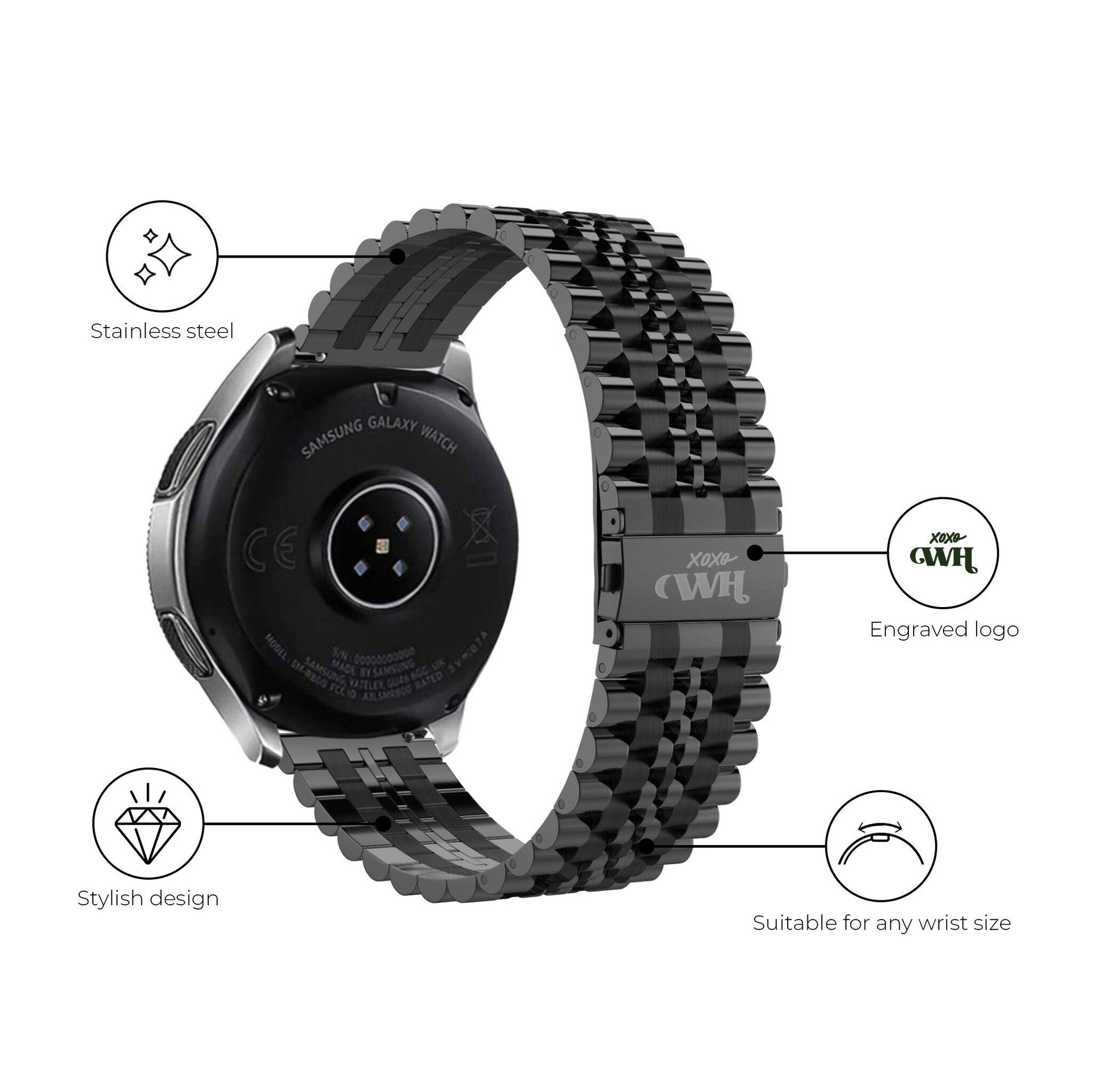 xoxo Wildhearts Samsung Gear S3 stalen bandje (zwart)