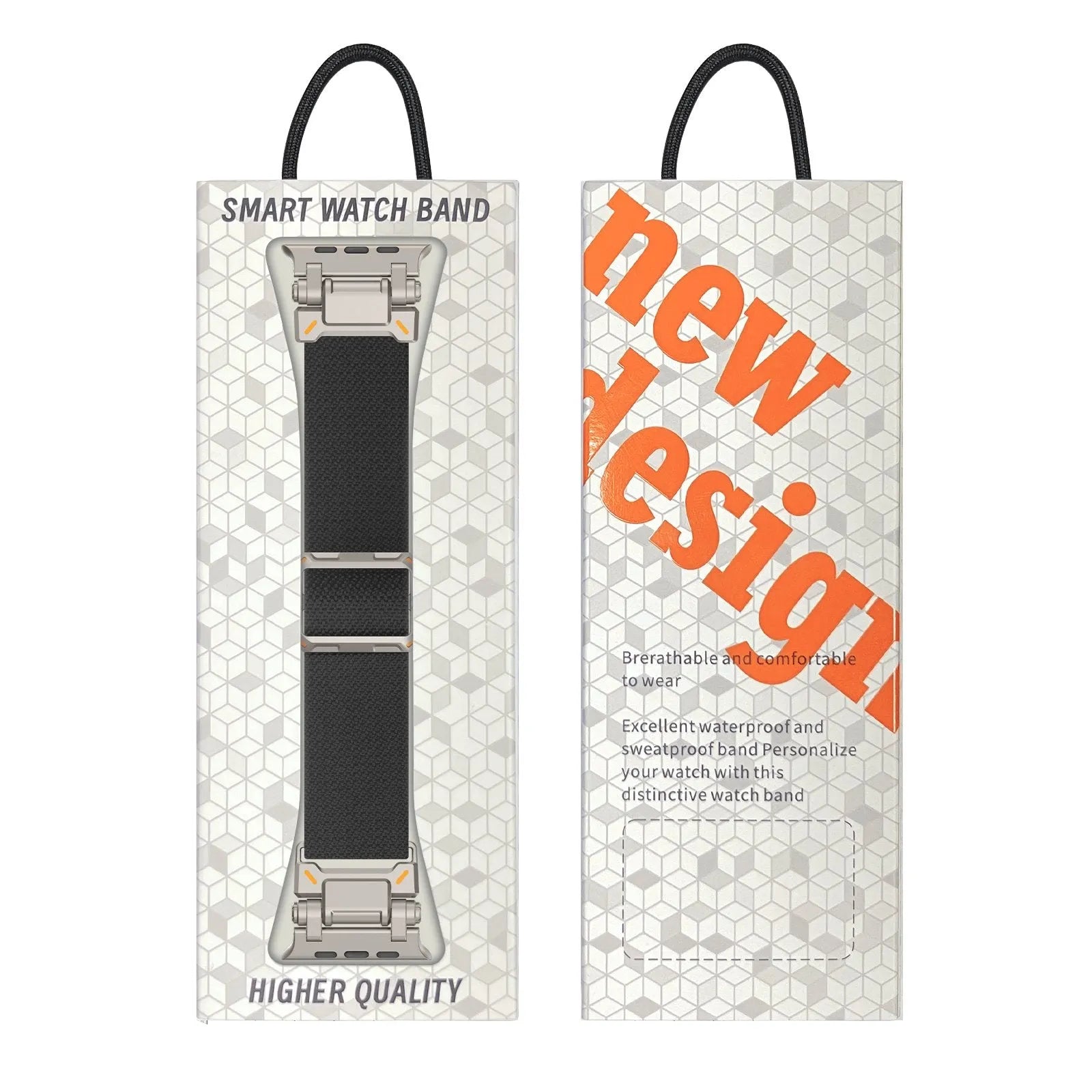 Apple Watch 'Explorer' polyester band (zwart met titanium)
