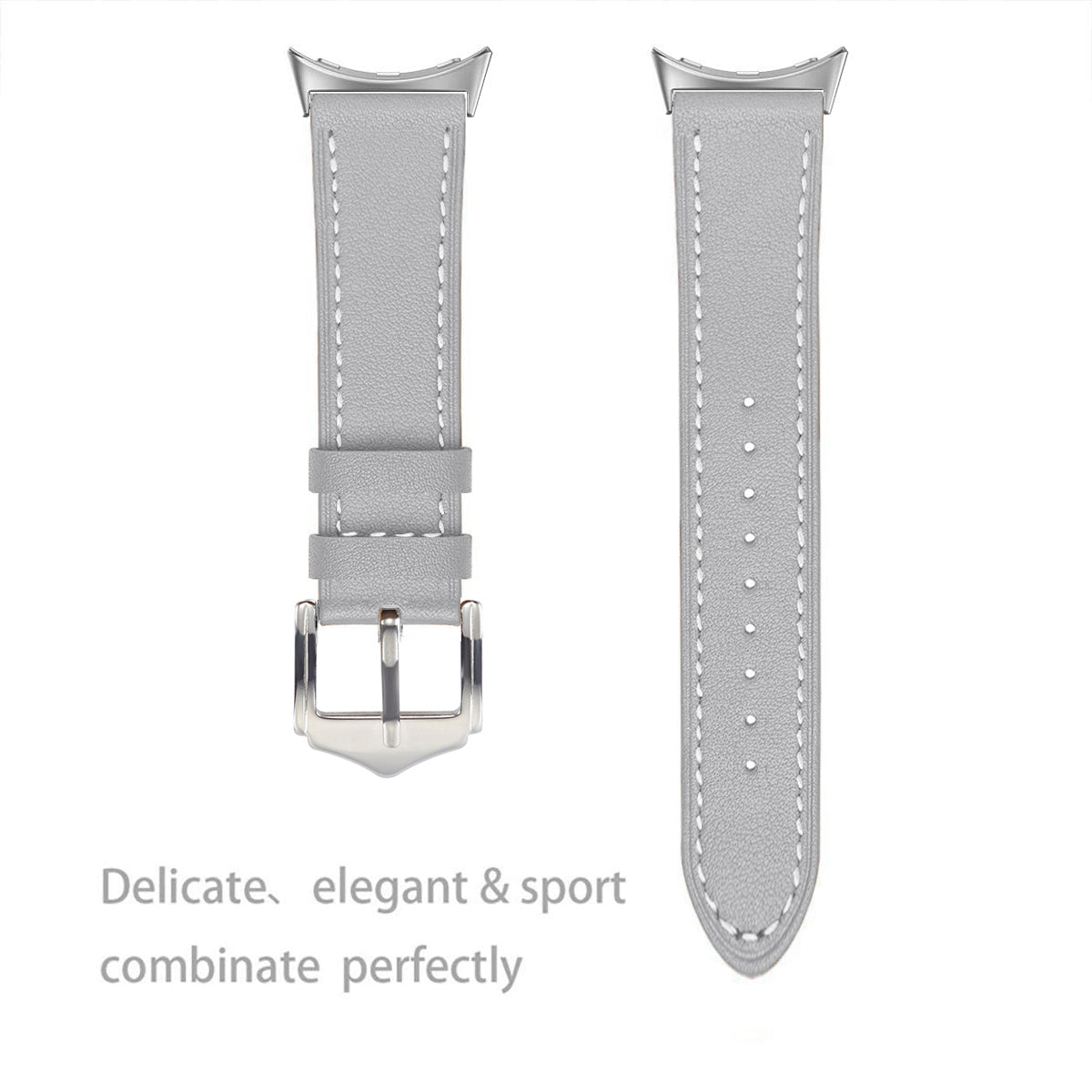 Google Pixel Watch 4 - 45mm modern leren band (grijs)