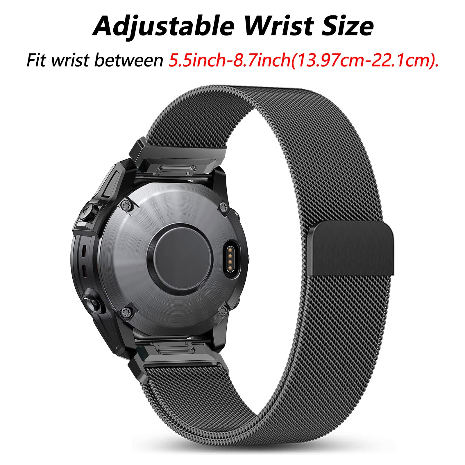 Garmin Tactix 7 Pro Premium Milanese Strap (Black)