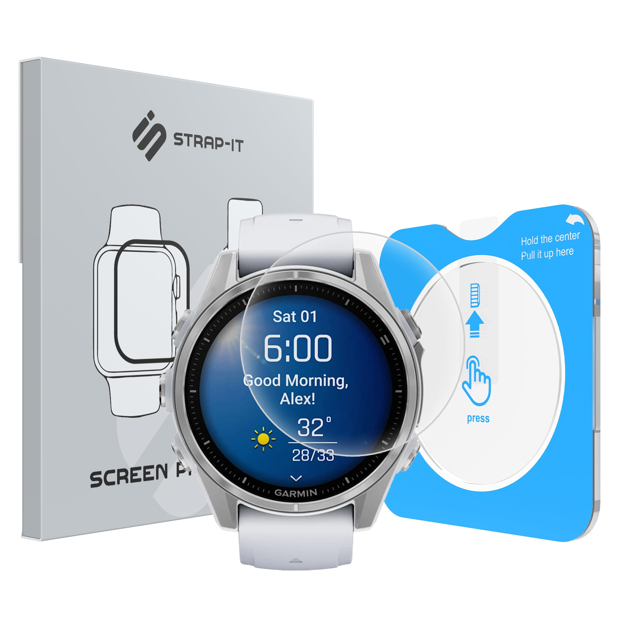 Screenprotector met One-Click tool - Garmin Fenix 8 - 43mm