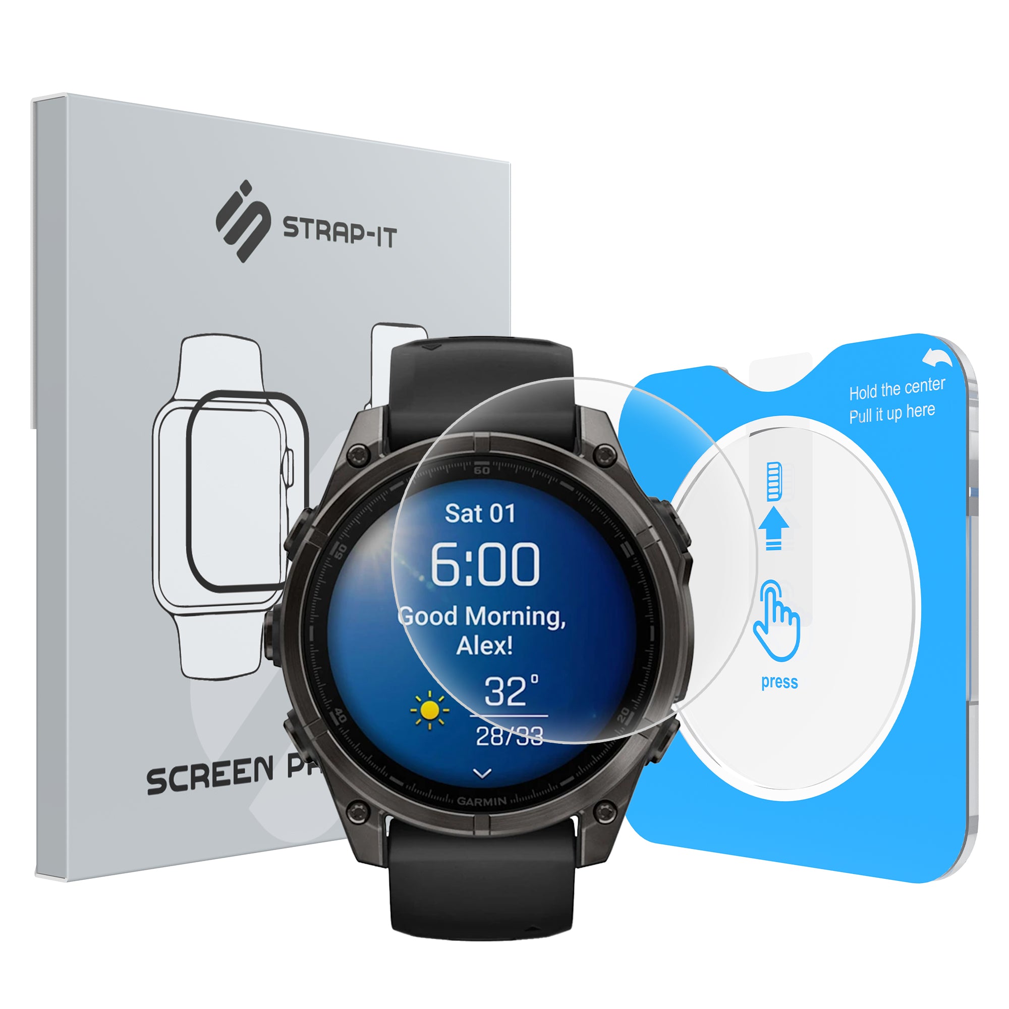 Screenprotector met One-Click tool - Garmin Fenix 8 - 47mm