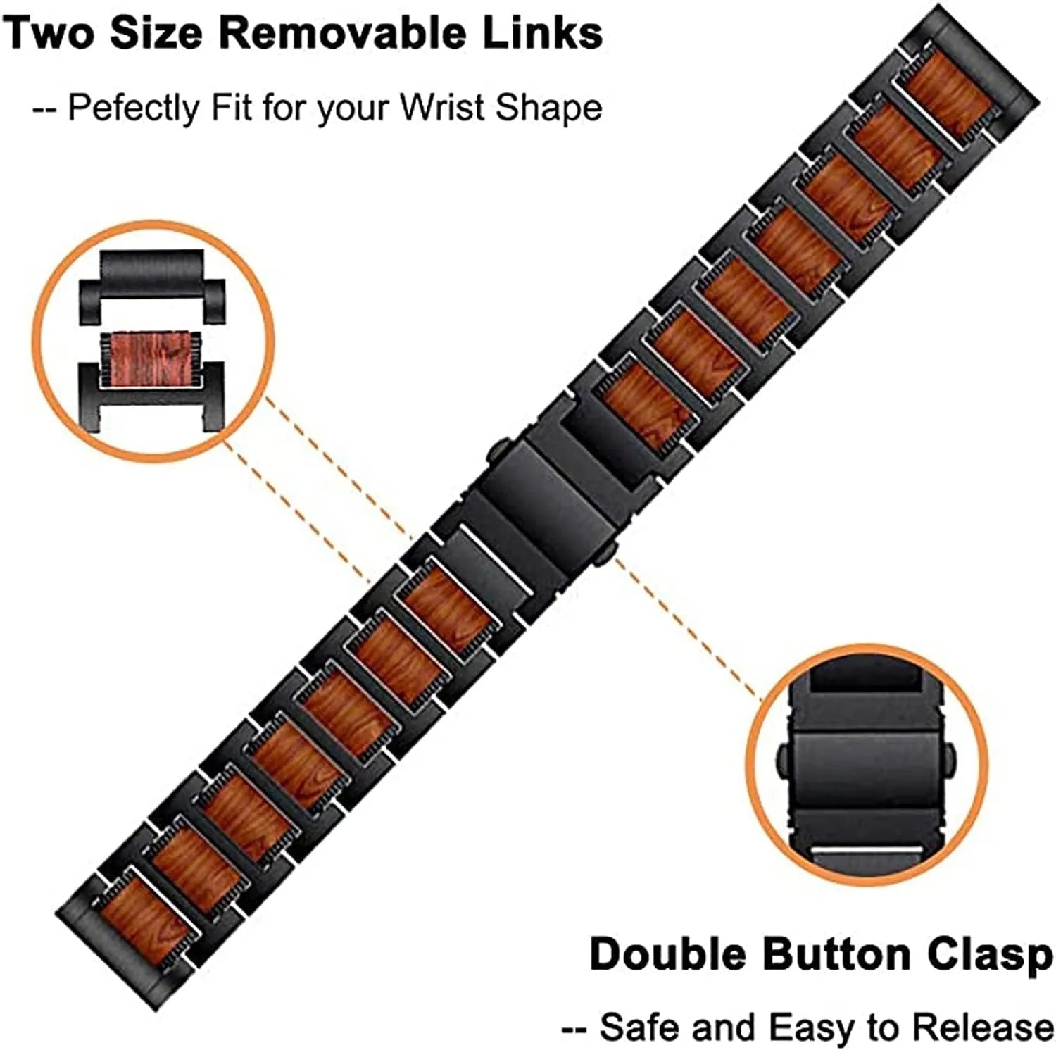 OnePlus Watch 3 houten/stalen band (zwart)