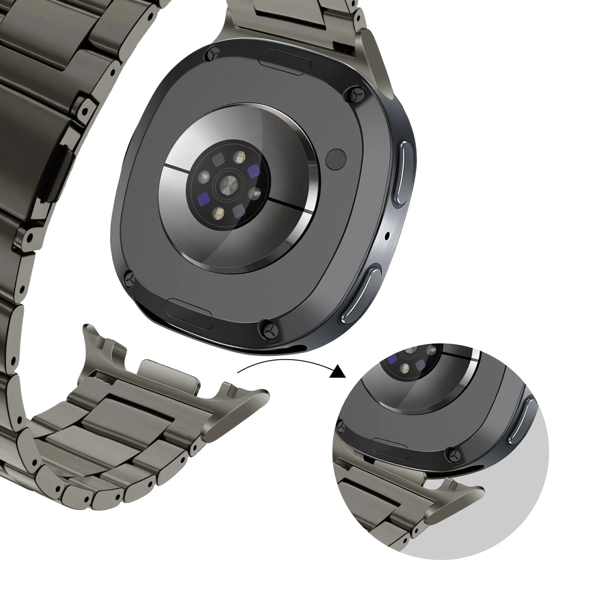 Bandz Samsung Galaxy Watch 8 Classic stalen band 'Classic' (grafiet)