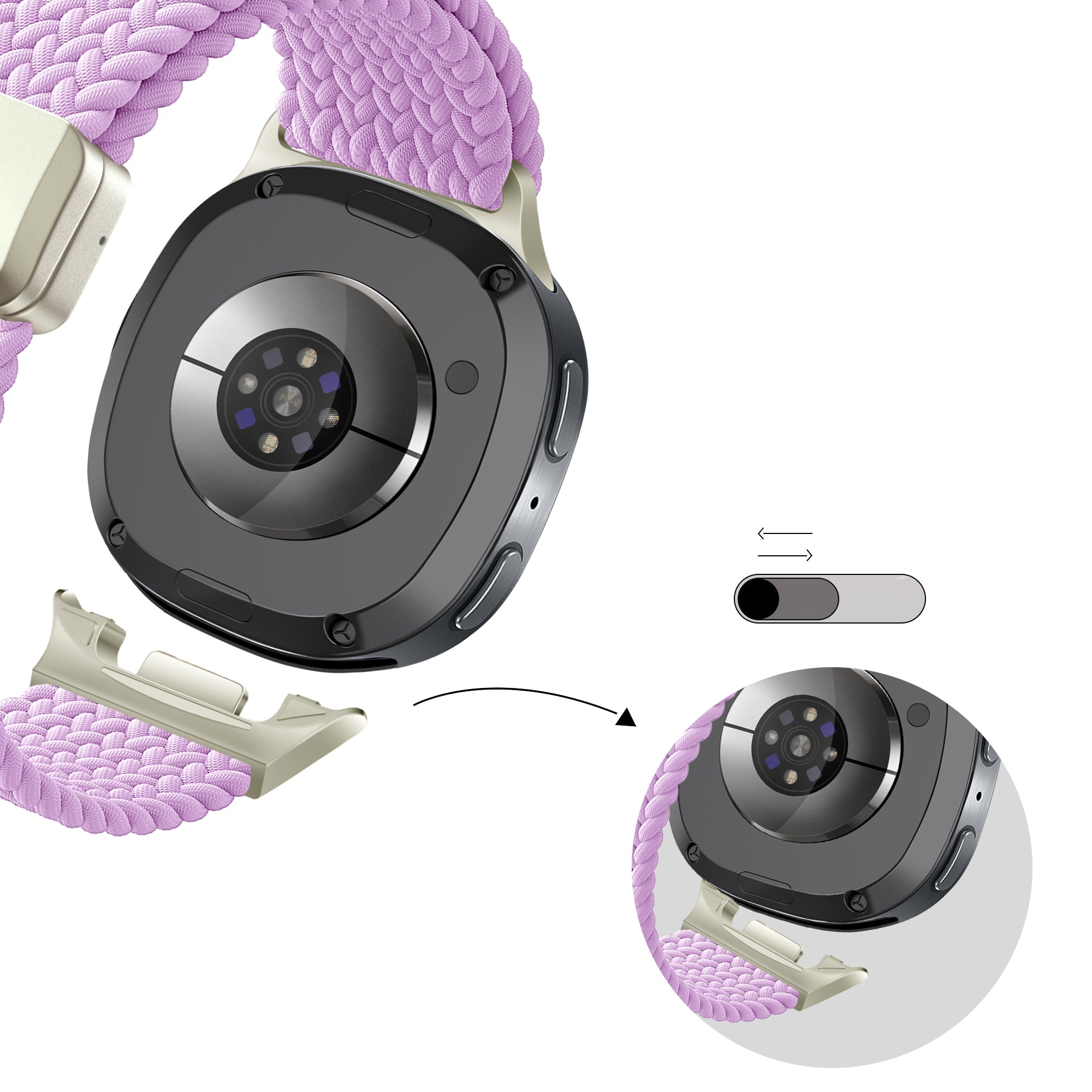Bandz Samsung Galaxy Watch 8 Classic magnetisch geweven bandje (lila)