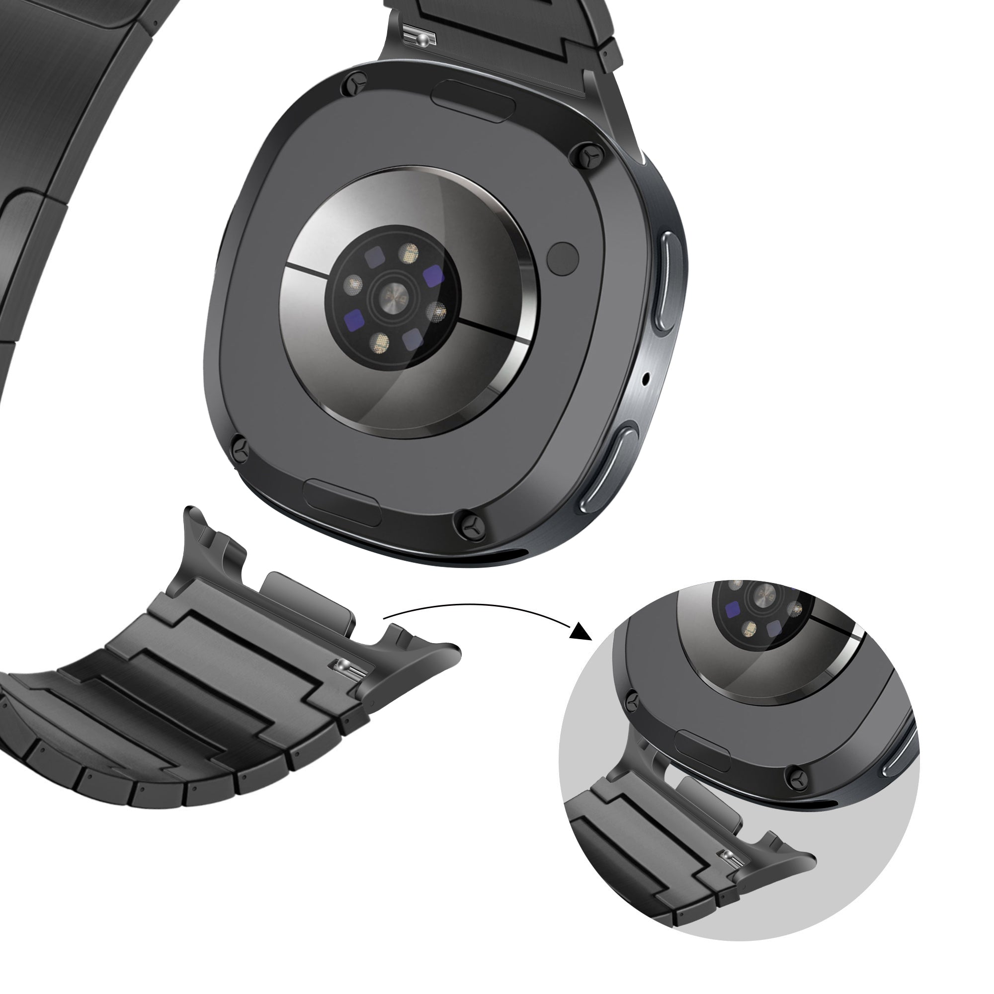 Bandz Samsung Galaxy Watch 8 - 44mm titanium band 'One Bead' (zwart)