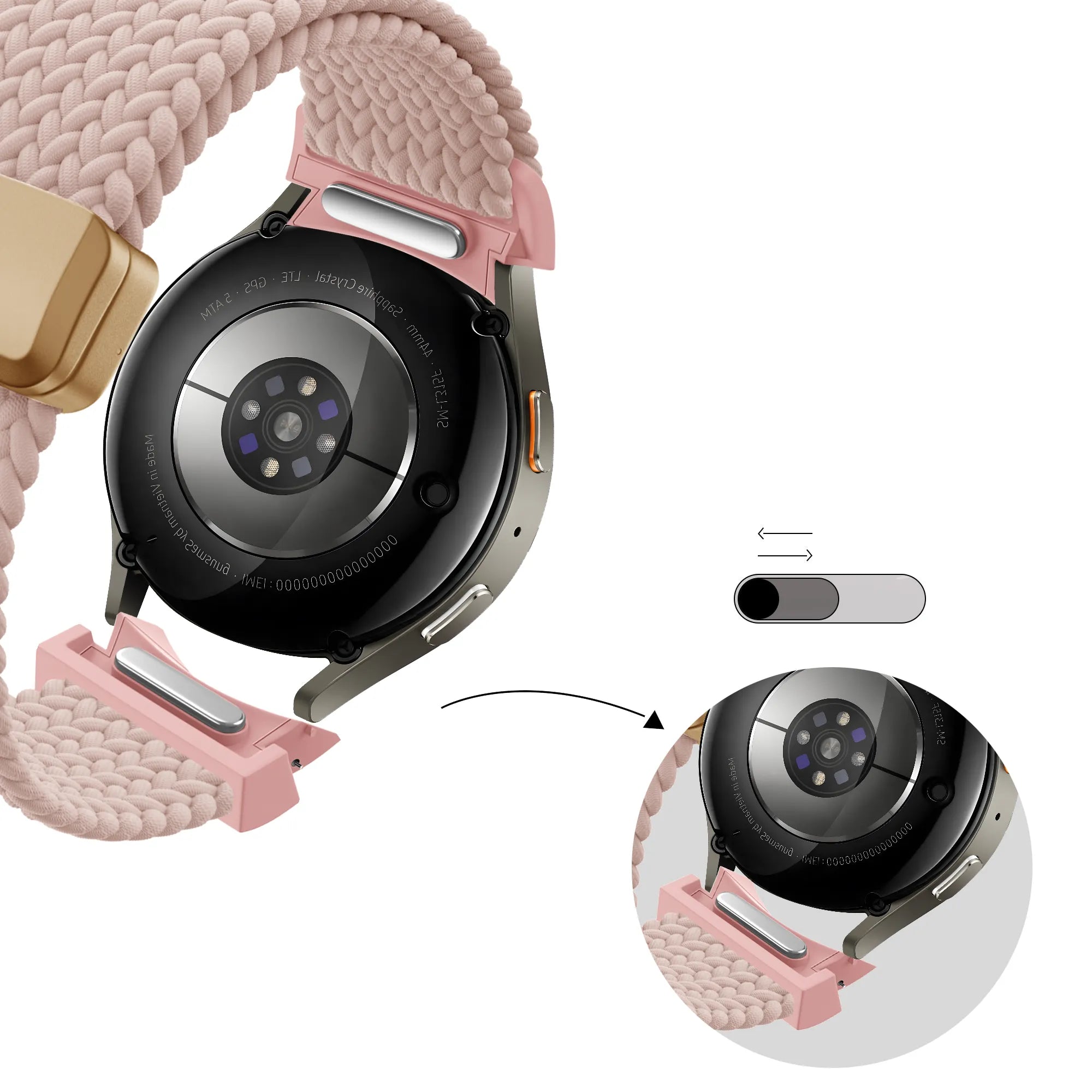 Bandz Samsung Galaxy Watch 4 40mm Braided Strap 'Easy Fit' (Pink)