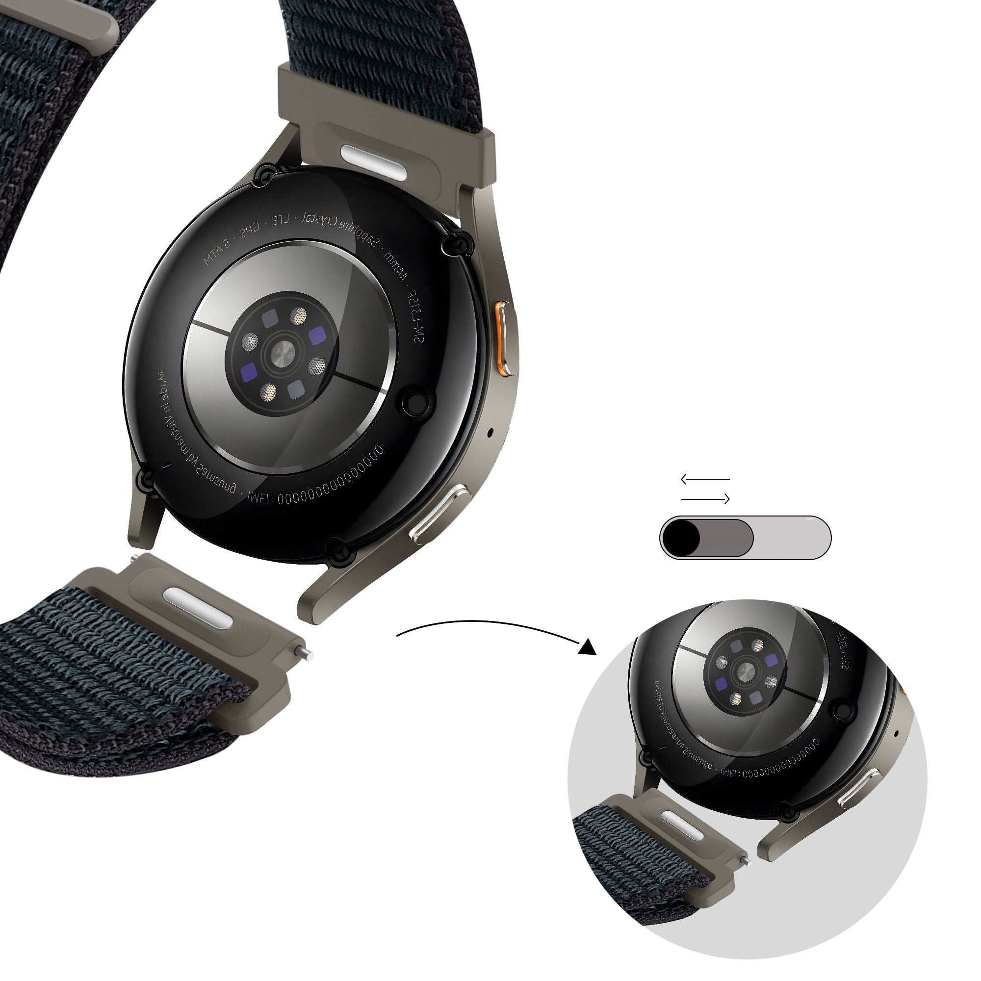 Bandz Xiaomi Mi Watch nylon band 'Easy fit' (grijsblauw)