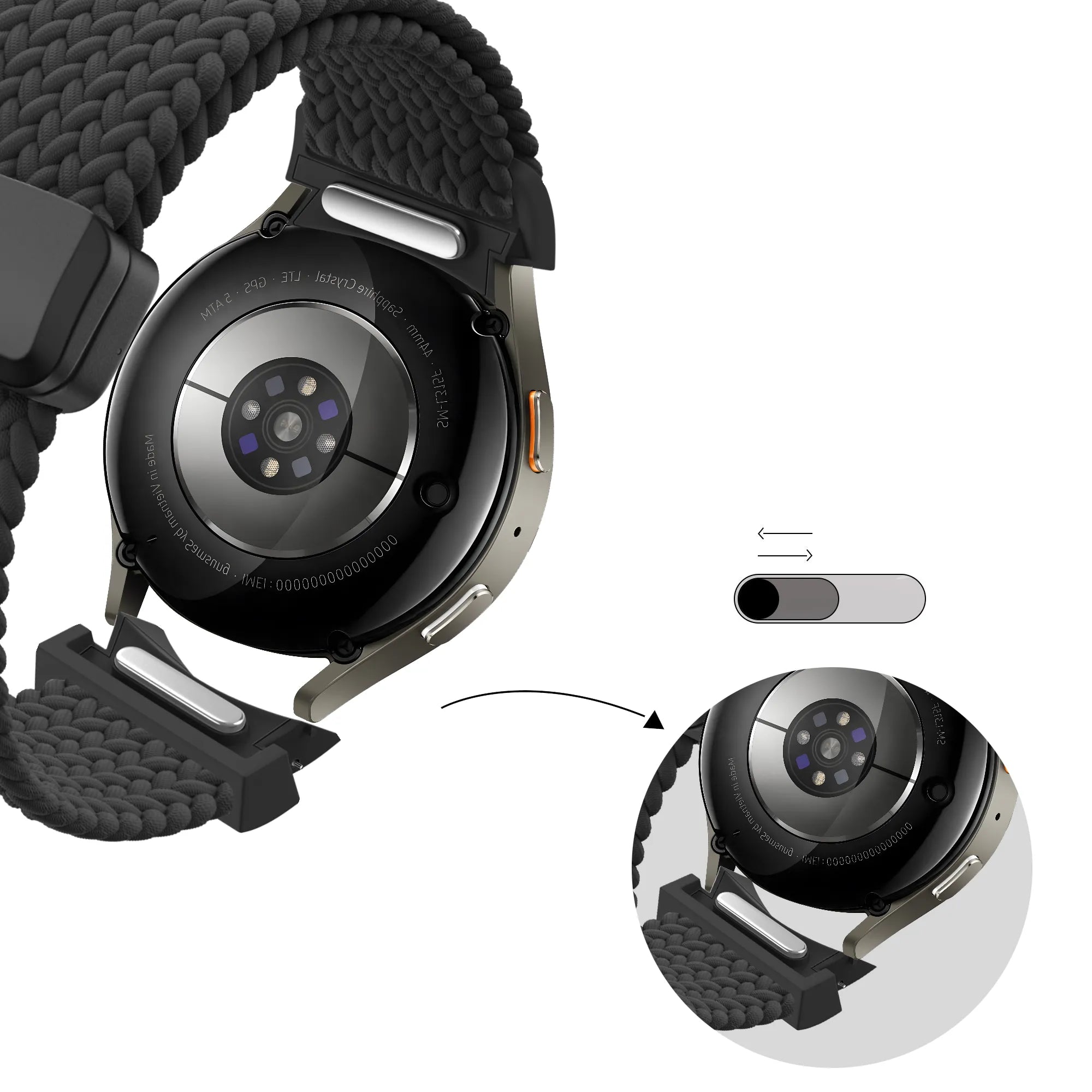 Bandz Samsung Galaxy Watch 4 40mm Braided Strap 'Easy Fit' (Black)