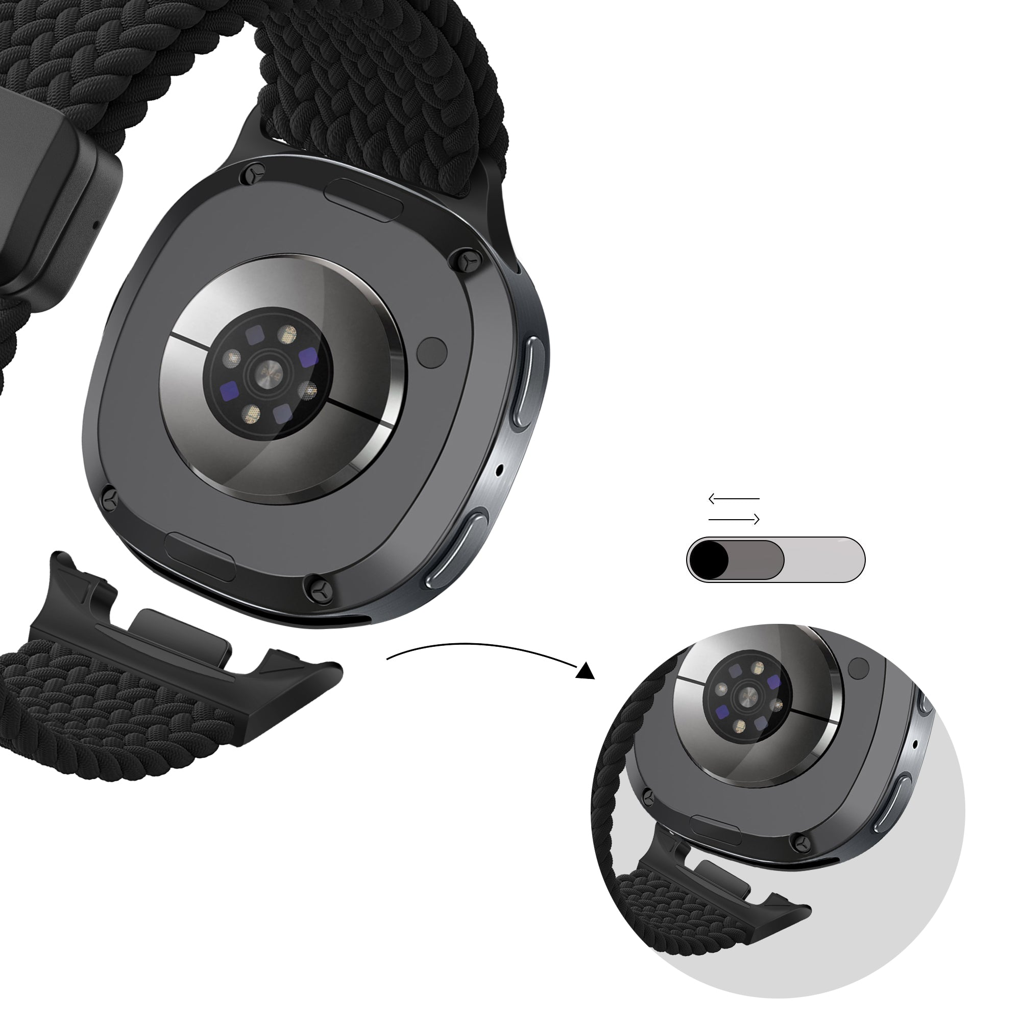 Bandz Samsung Galaxy Watch 8 - 40mm Magnetic Braided Strap (Black)