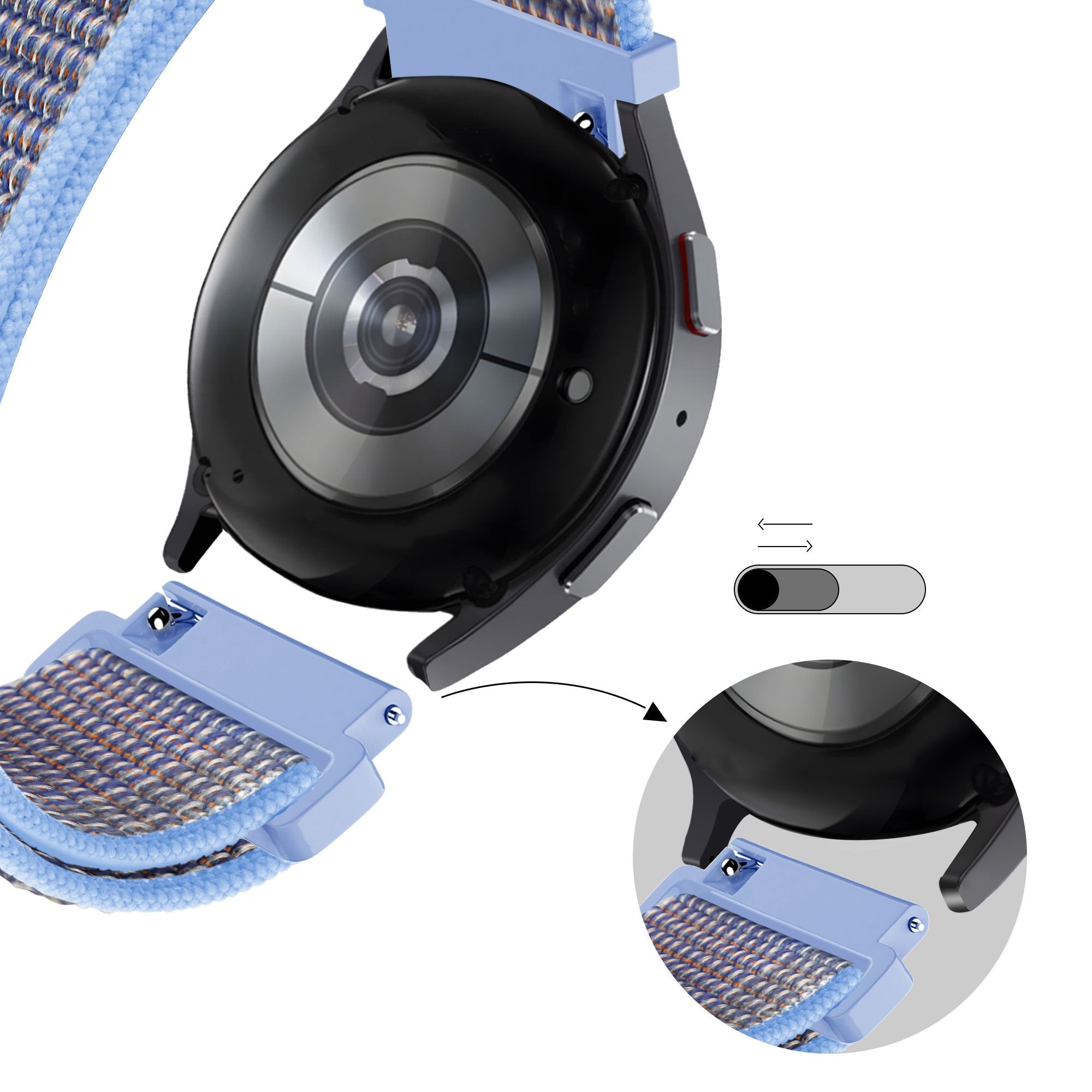 Bandz Garmin Vivomove Luxe nylon loop band (azure blauw)