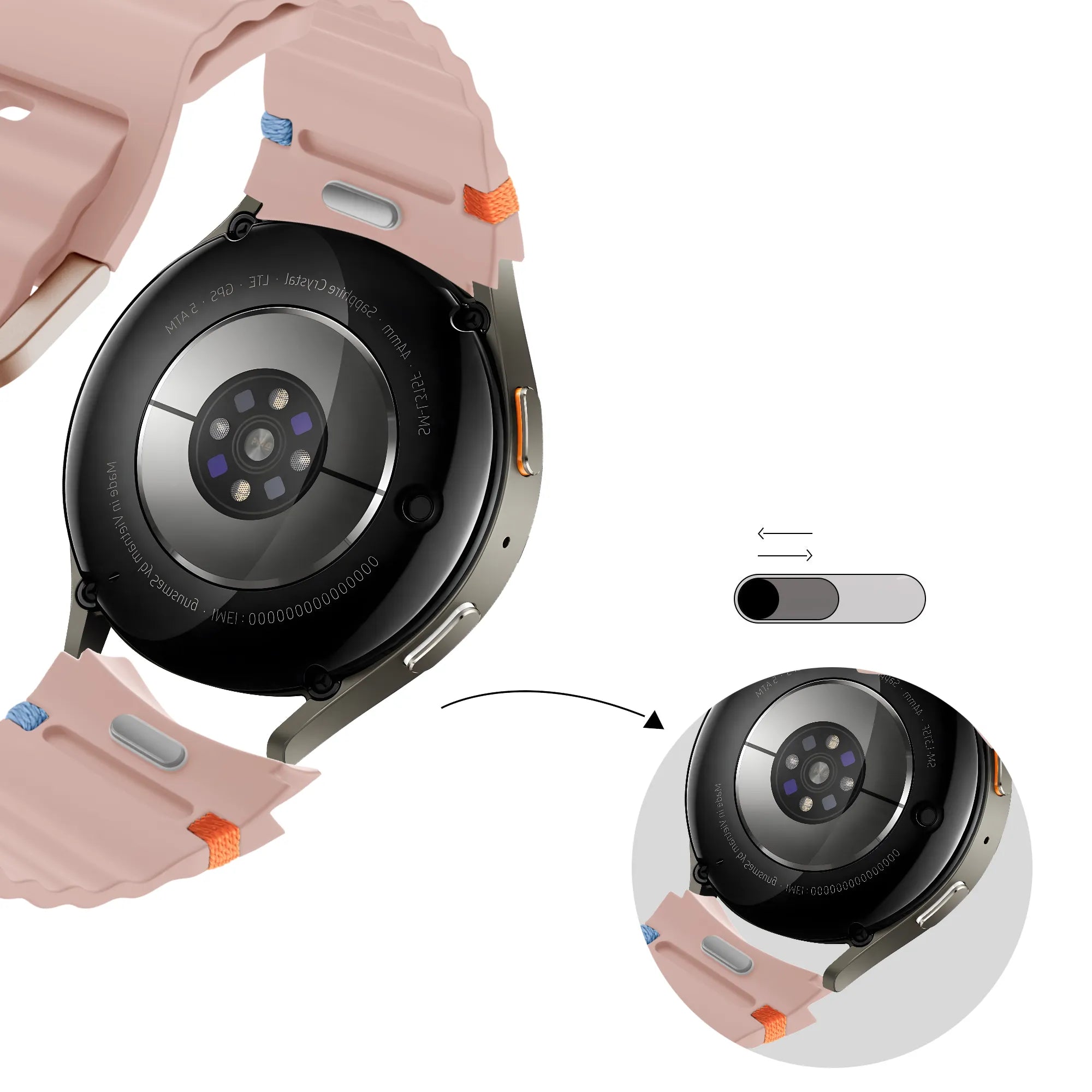 Bandz Samsung Galaxy Watch 4 40mm wave band 'Easy fit' (lichtroze)