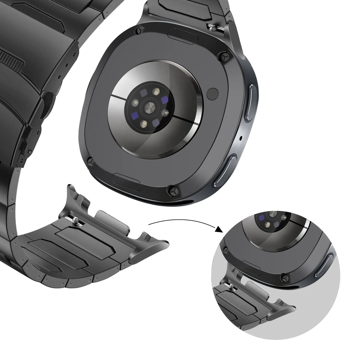 Bandz Samsung Galaxy Watch 8 - 44mm Titanium Strap 'Deluxe' (Black)