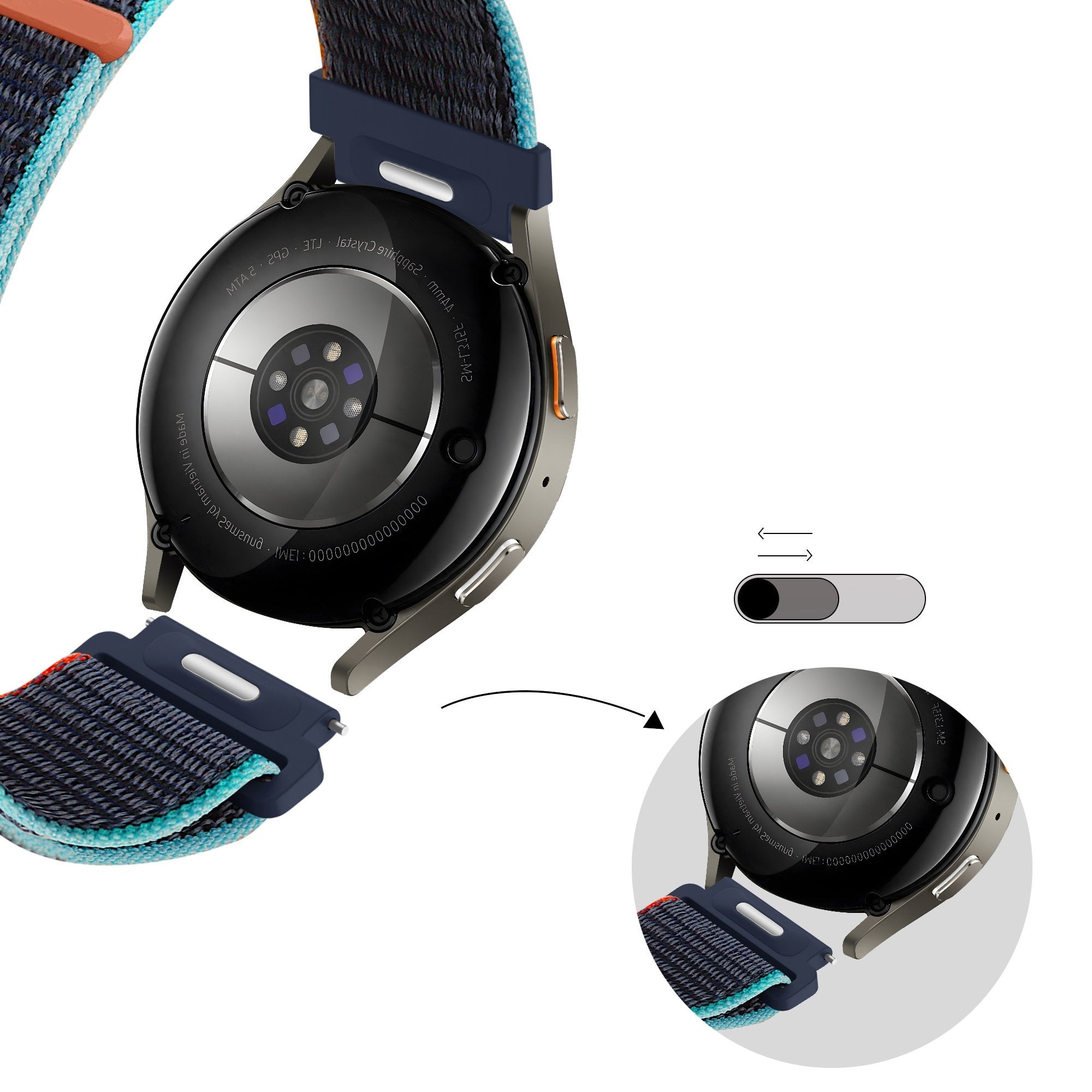 Bandz Huawei Watch GT 3 42mm nylon band 'Easy fit' (donkerblauw mix)