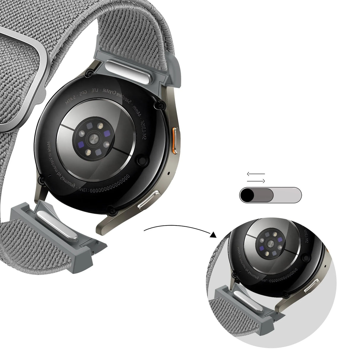 Bandz Samsung Galaxy Watch 7 - 40mm elastische band 'Easy fit' (grijs)