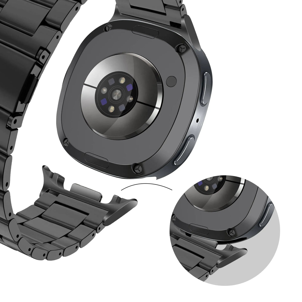 Bandz Samsung Galaxy Watch 9 - 44mm stalen band 'Classic' (zwart)