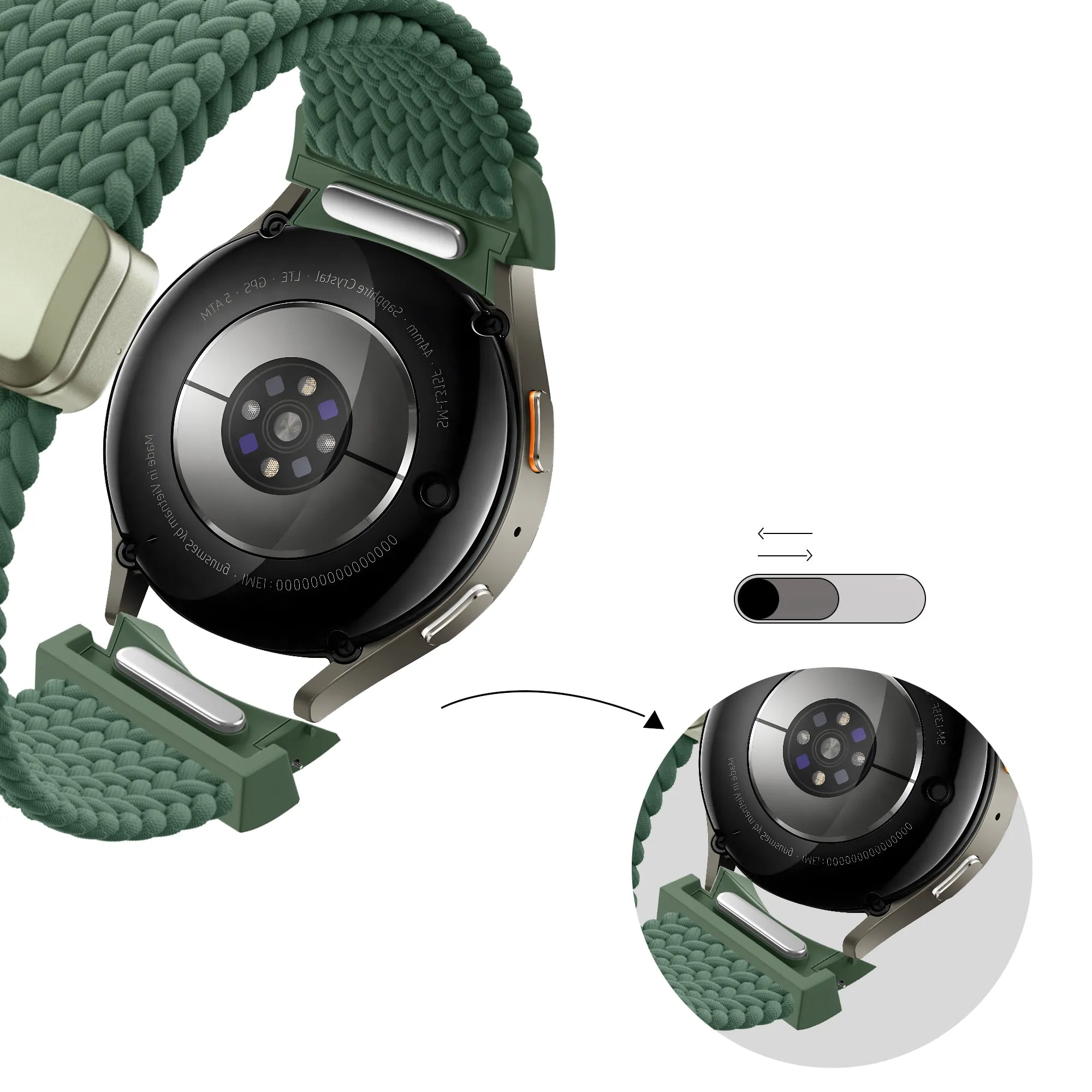 Bandz Samsung Galaxy Watch 6 Classic - 43mm gevlochten band 'Easy fit' (groen)