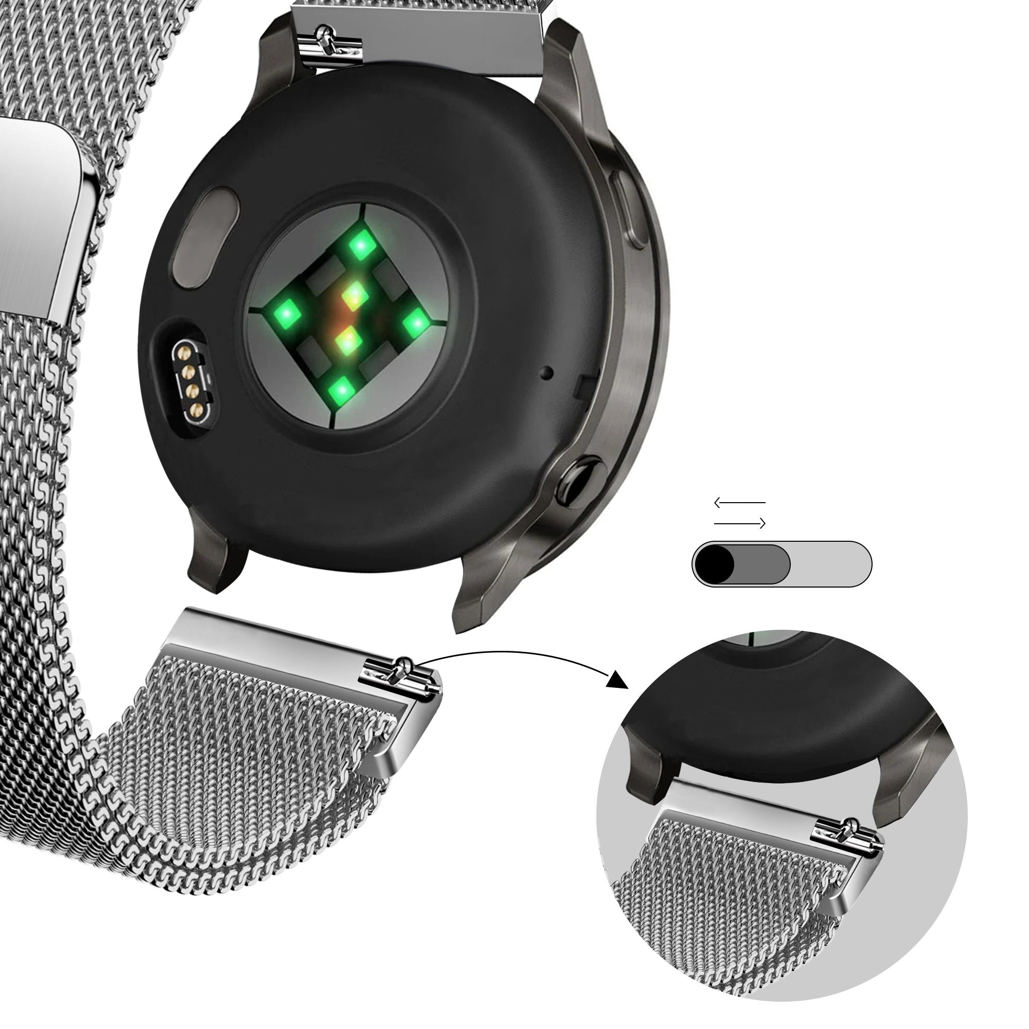 Bandz Garmin Venu 4 - 41mm Milanese loop band (zilver)