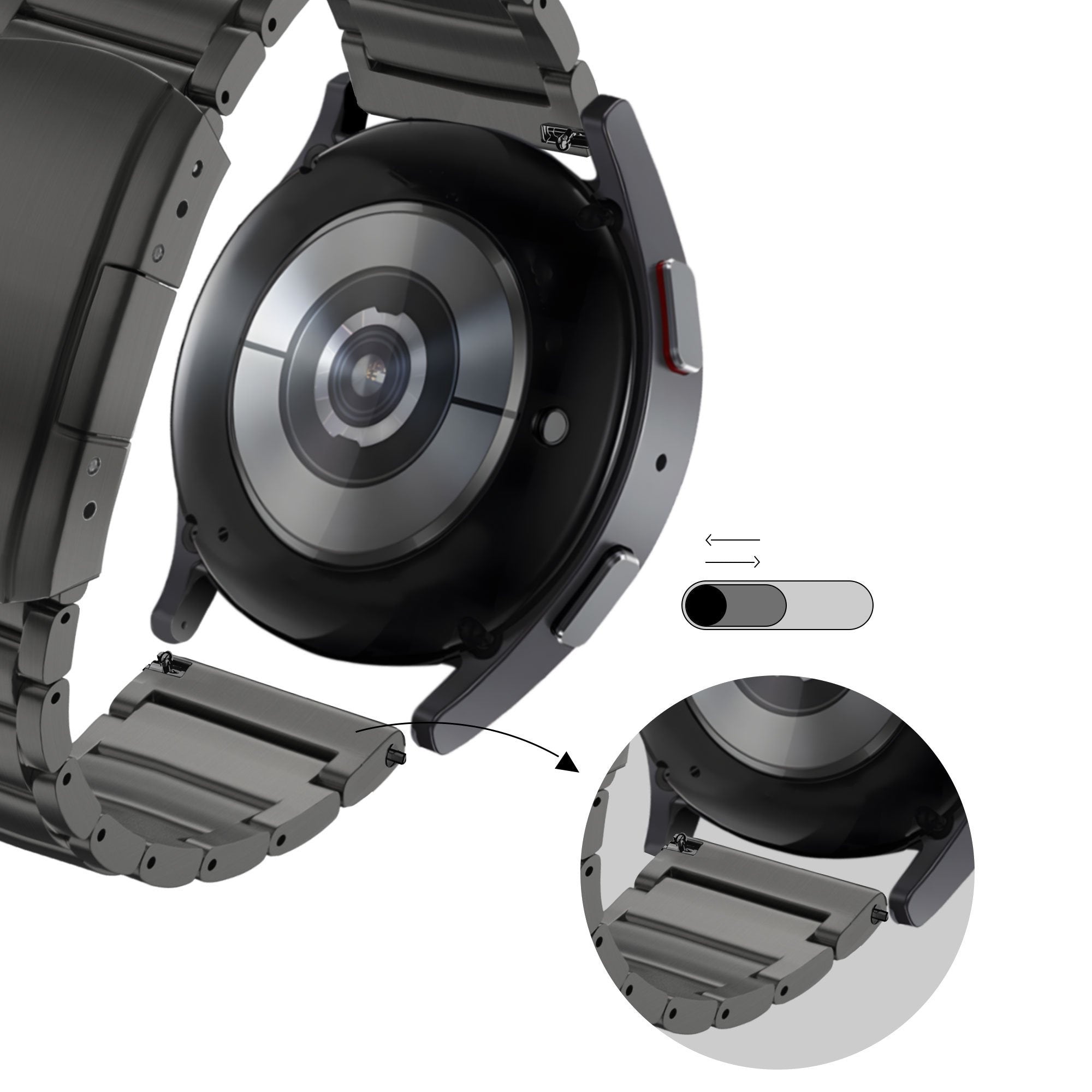Bandz Huawei Watch 4 (Pro) titanium schakel band (zwart)