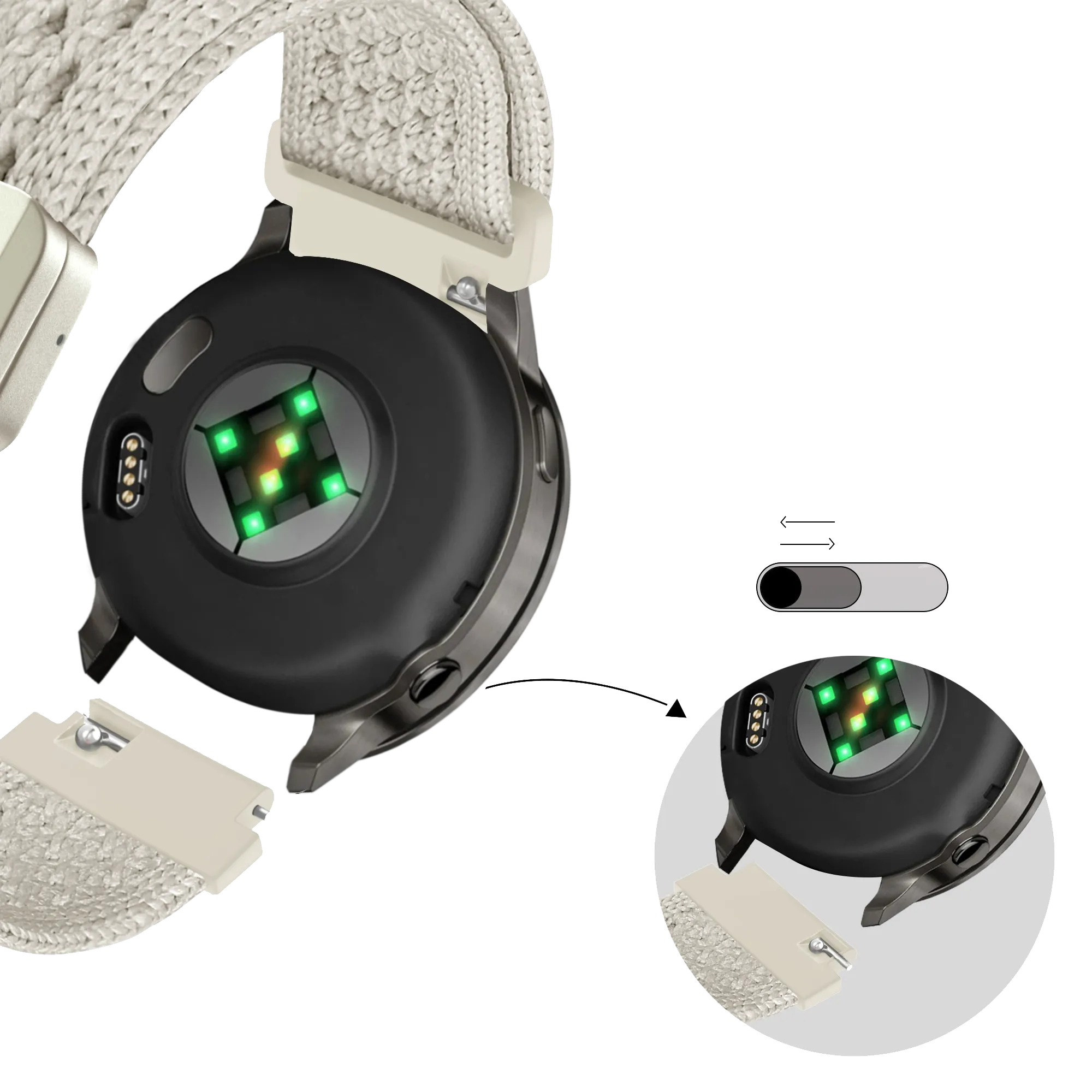 Bandz Garmin Bounce 2 Vintage Nylon Strap (Starlight)
