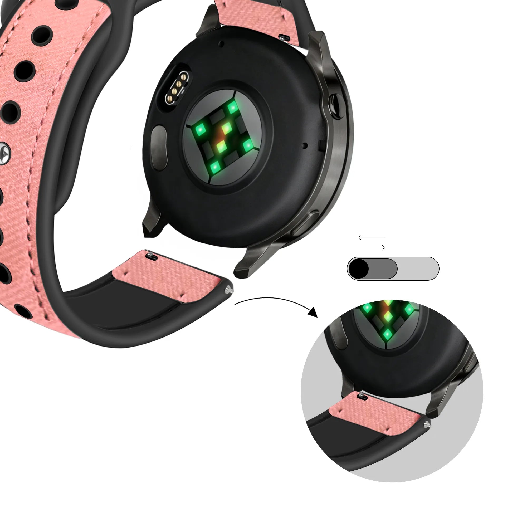 Bandz Garmin Approach S40 lederen band 'Hybrid' (roze)