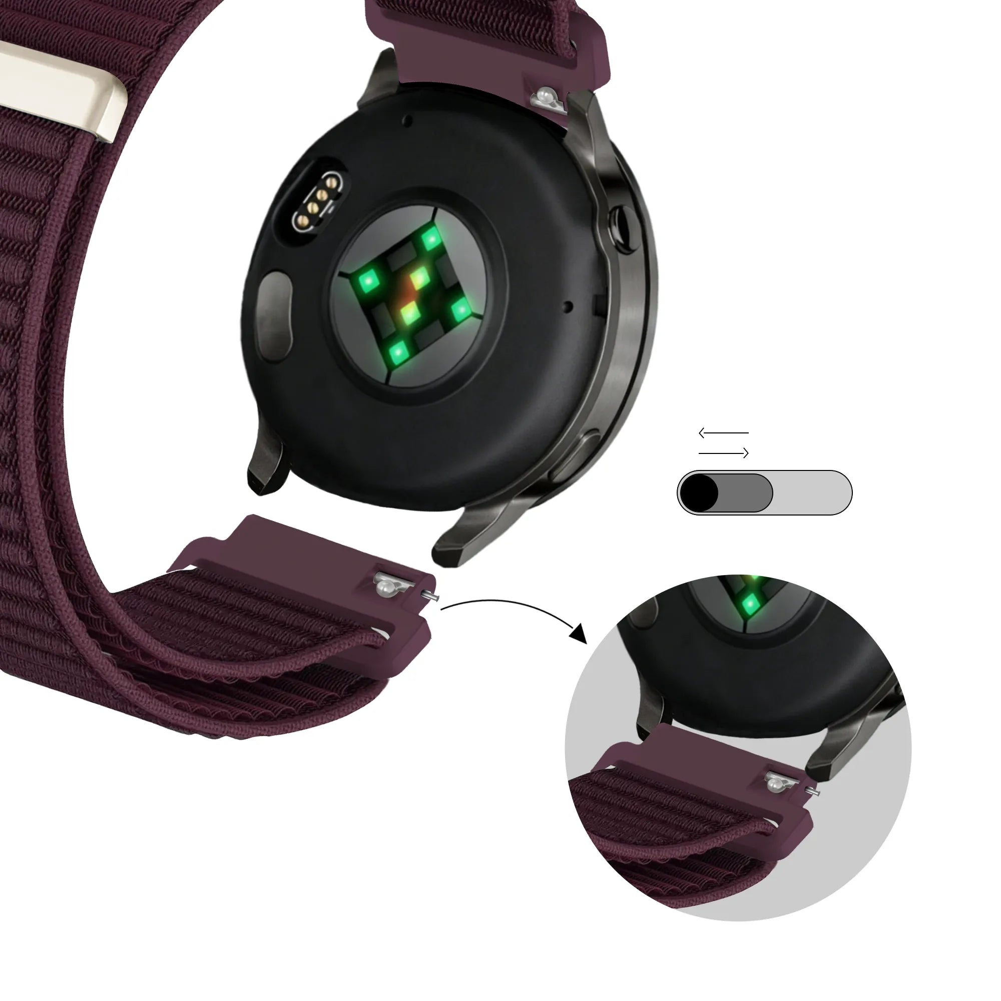 Bandz Garmin Venu 2s Nylon Strap 'Wave' (Dark Purple)