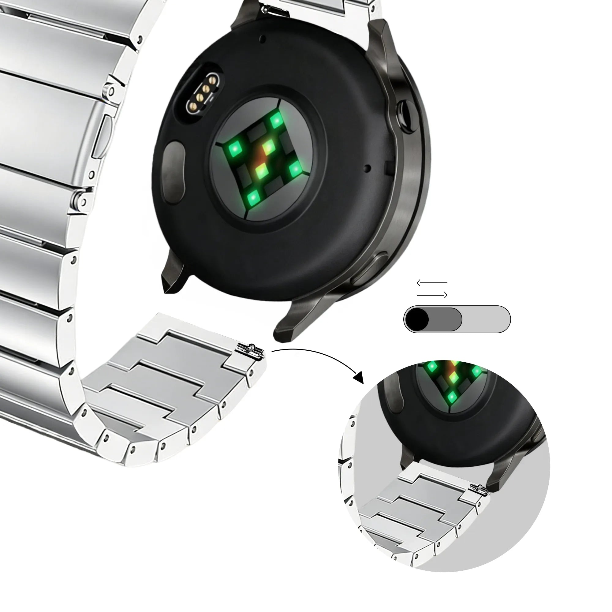 Bandz Garmin Venu SQ 2 stalen band 'One Bead' (zilver)