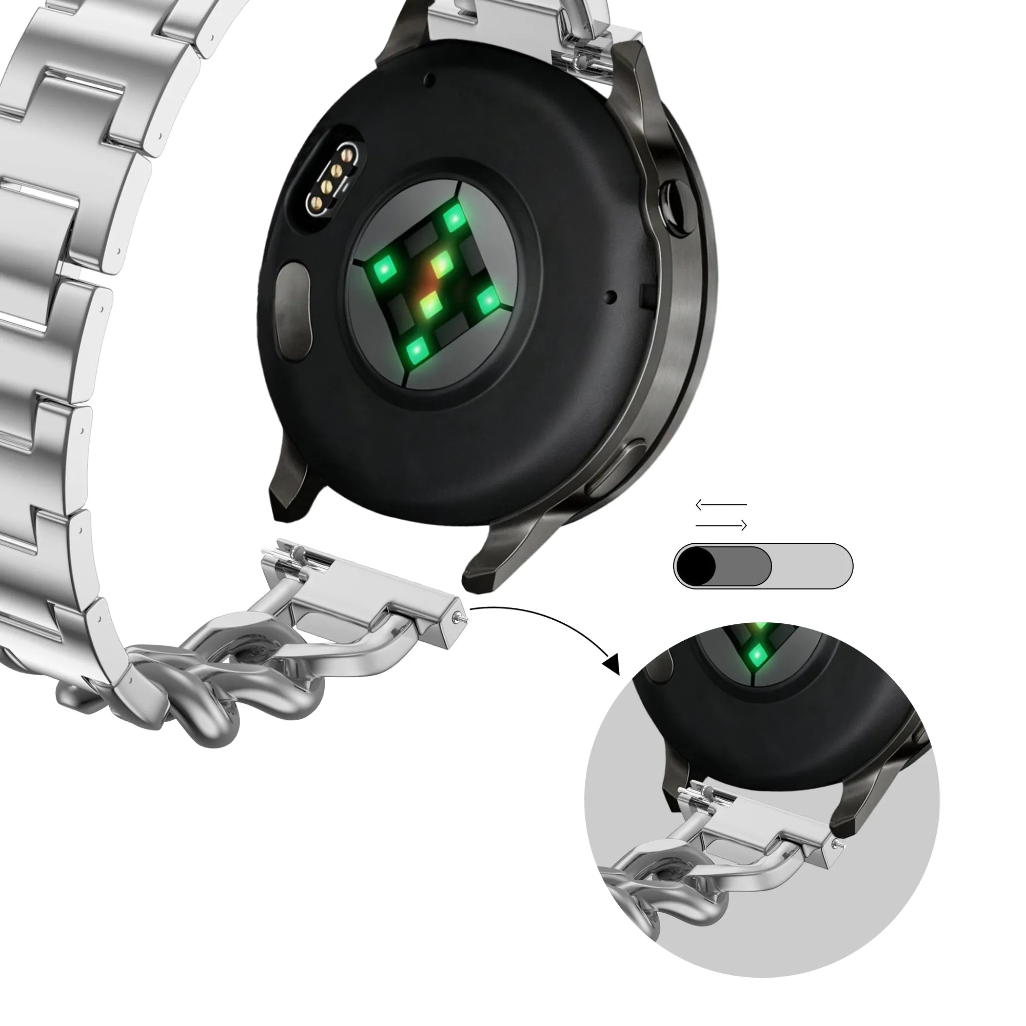 Bandz Oppo Watch X2 Mini metalen band 'Chains' (zilver)