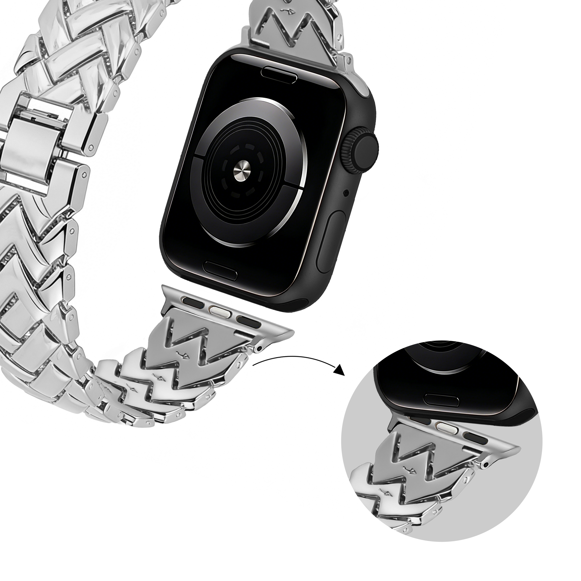 Bandz Apple Watch metalen band 'V-type' (zilver)