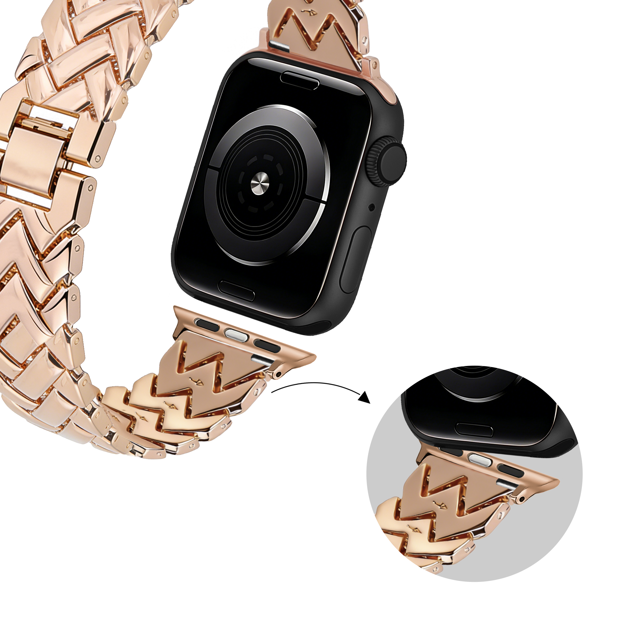 Bandz Apple Watch metalen band 'V-type' (roségoud)