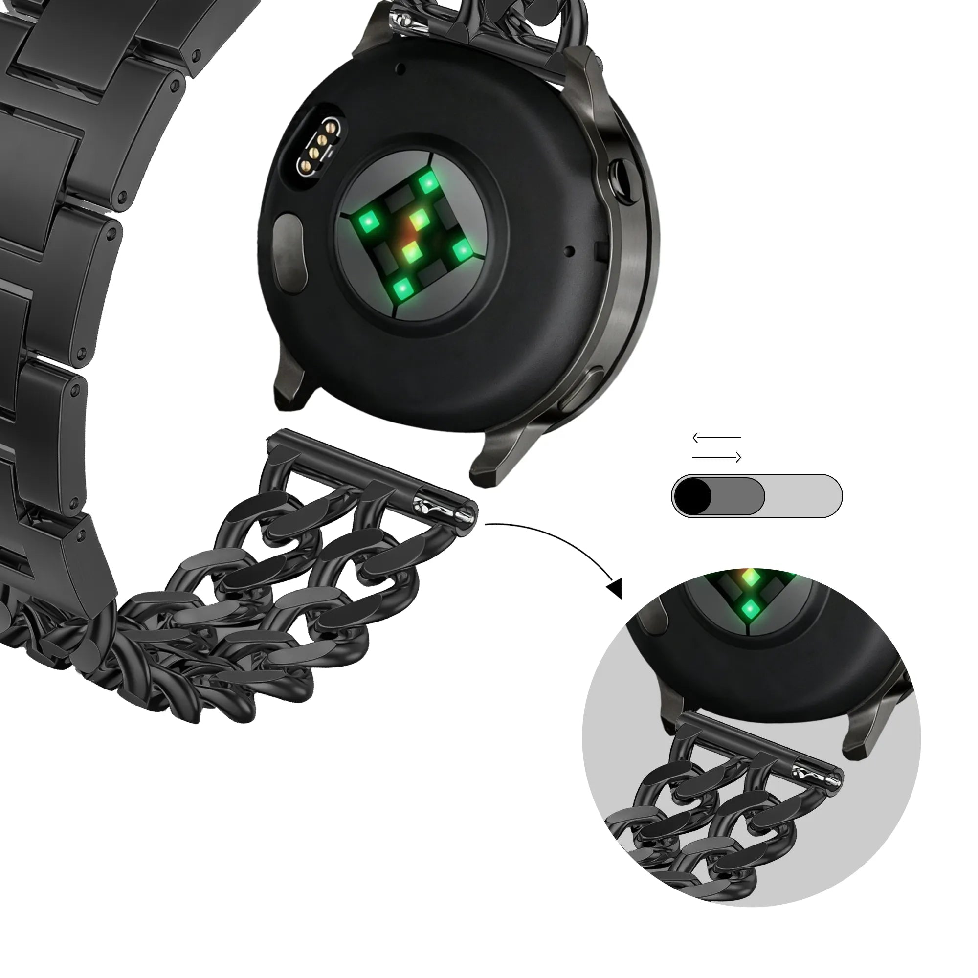 Bandz Coros Apex - 42mm Metal Strap 'Double Chains' (Black)